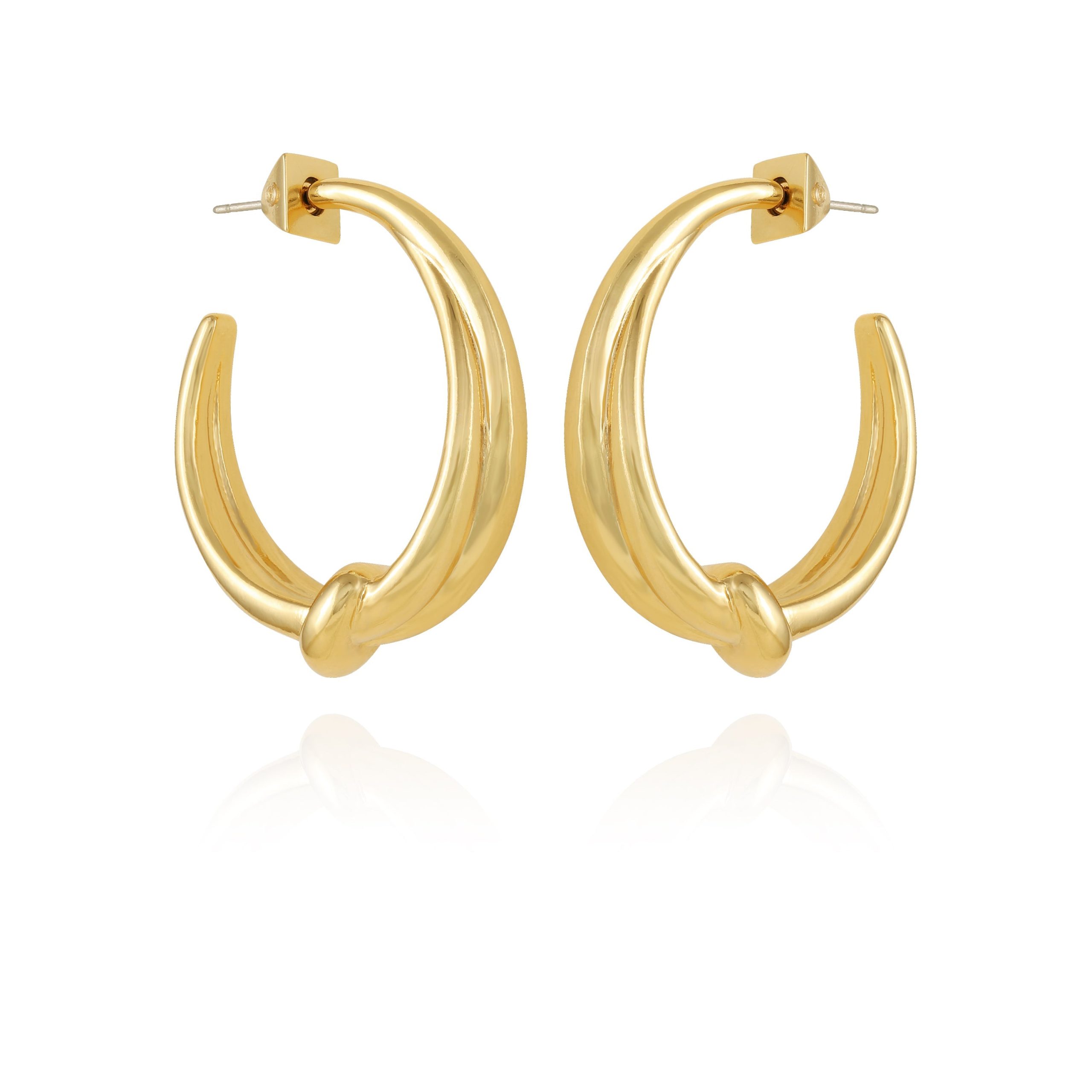 Goldtone Open Knotted Hoop Earrings