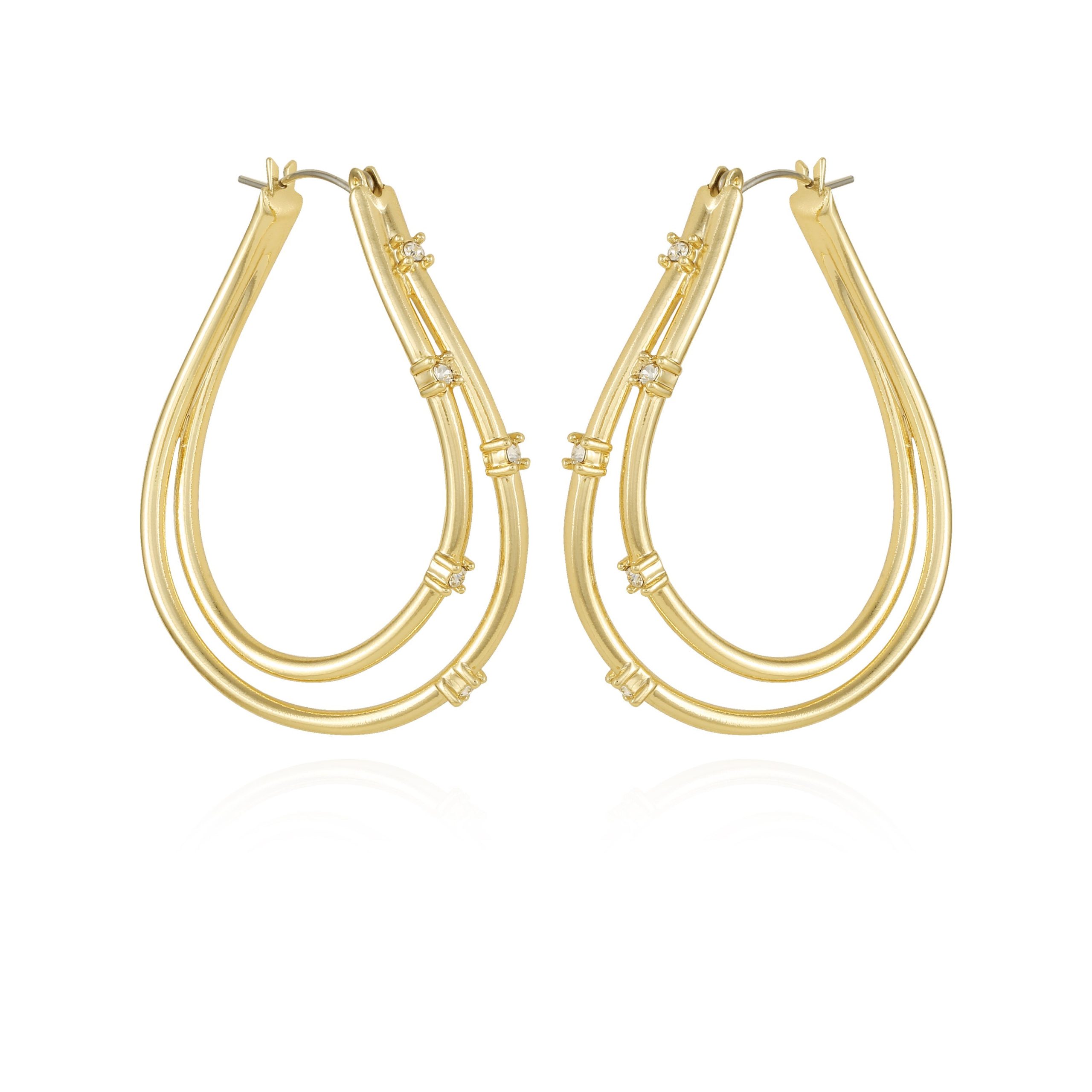 Goldtone Double Oval Hoop Earrings