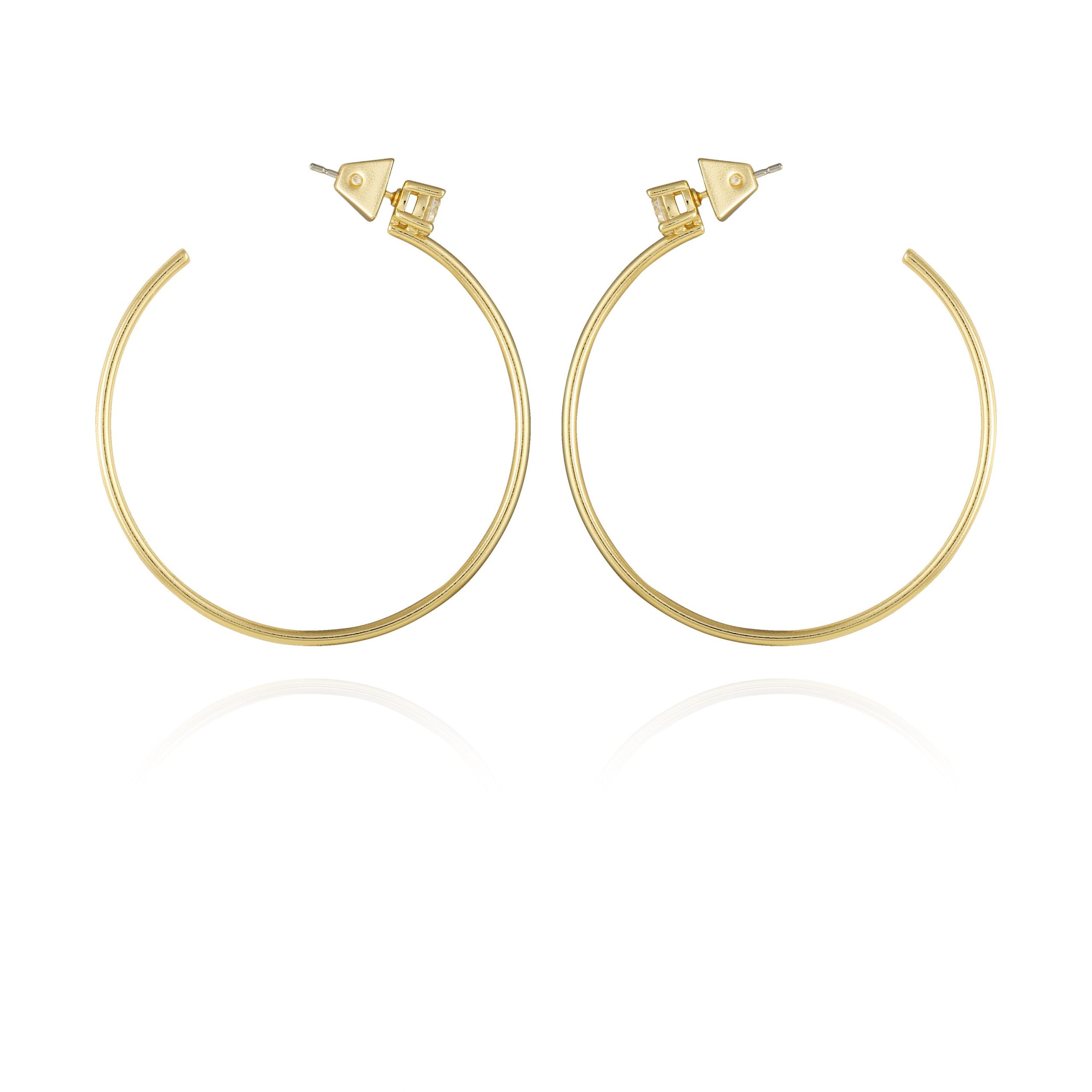 Goldtone Cubic Zirconia Open Hoop Earrings
