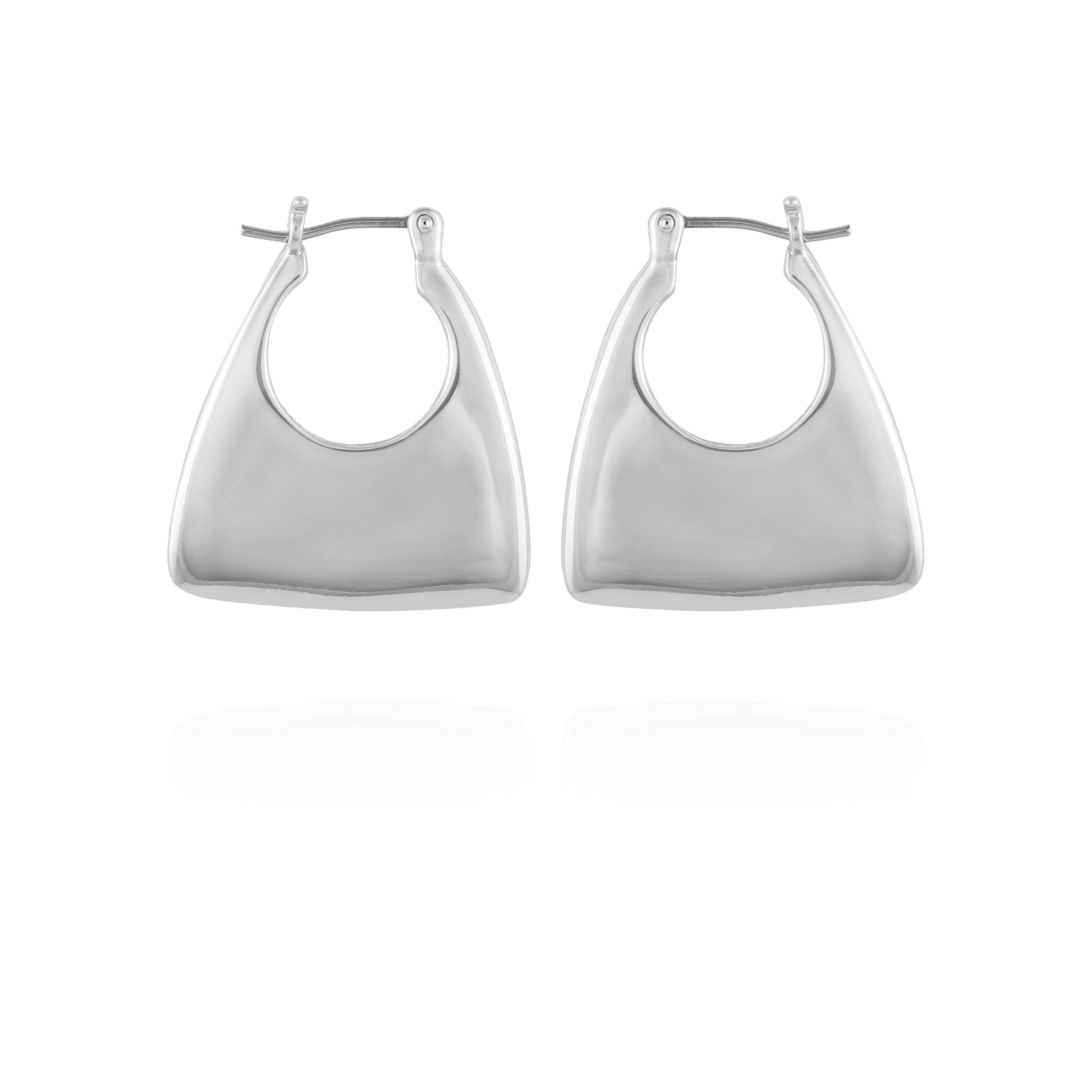 Silvertone Purse Click Hoop Earrings