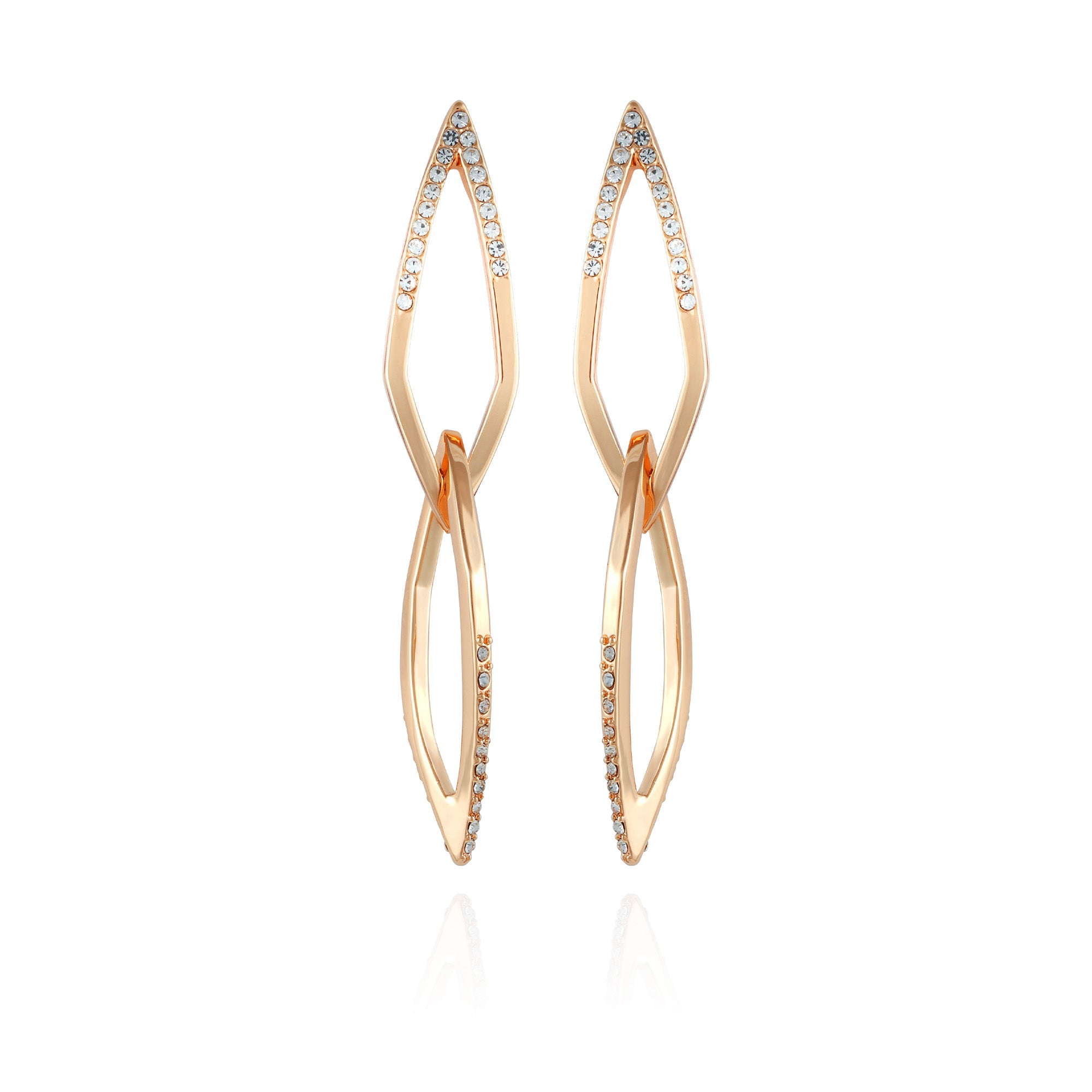 14K Goldtone Crystal Stone Link Drop Earring