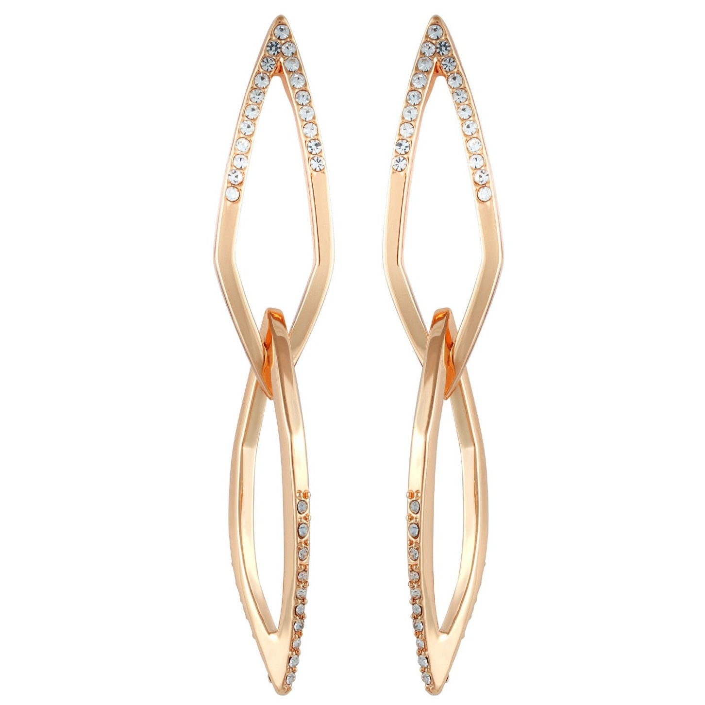 14K Goldtone Crystal Stone Link Drop Earring - Image 2