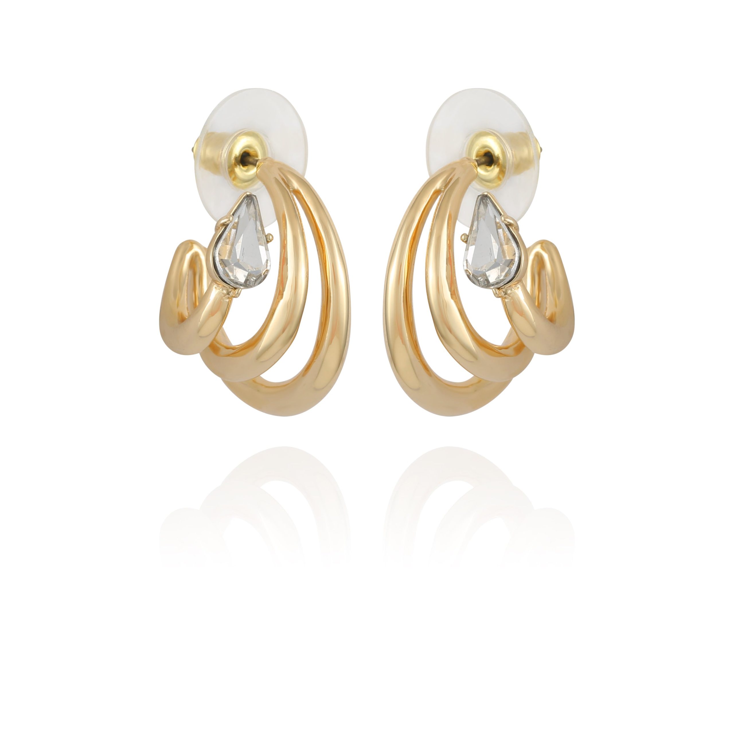 Goldtone Crystal Stone Small Hoop Earring