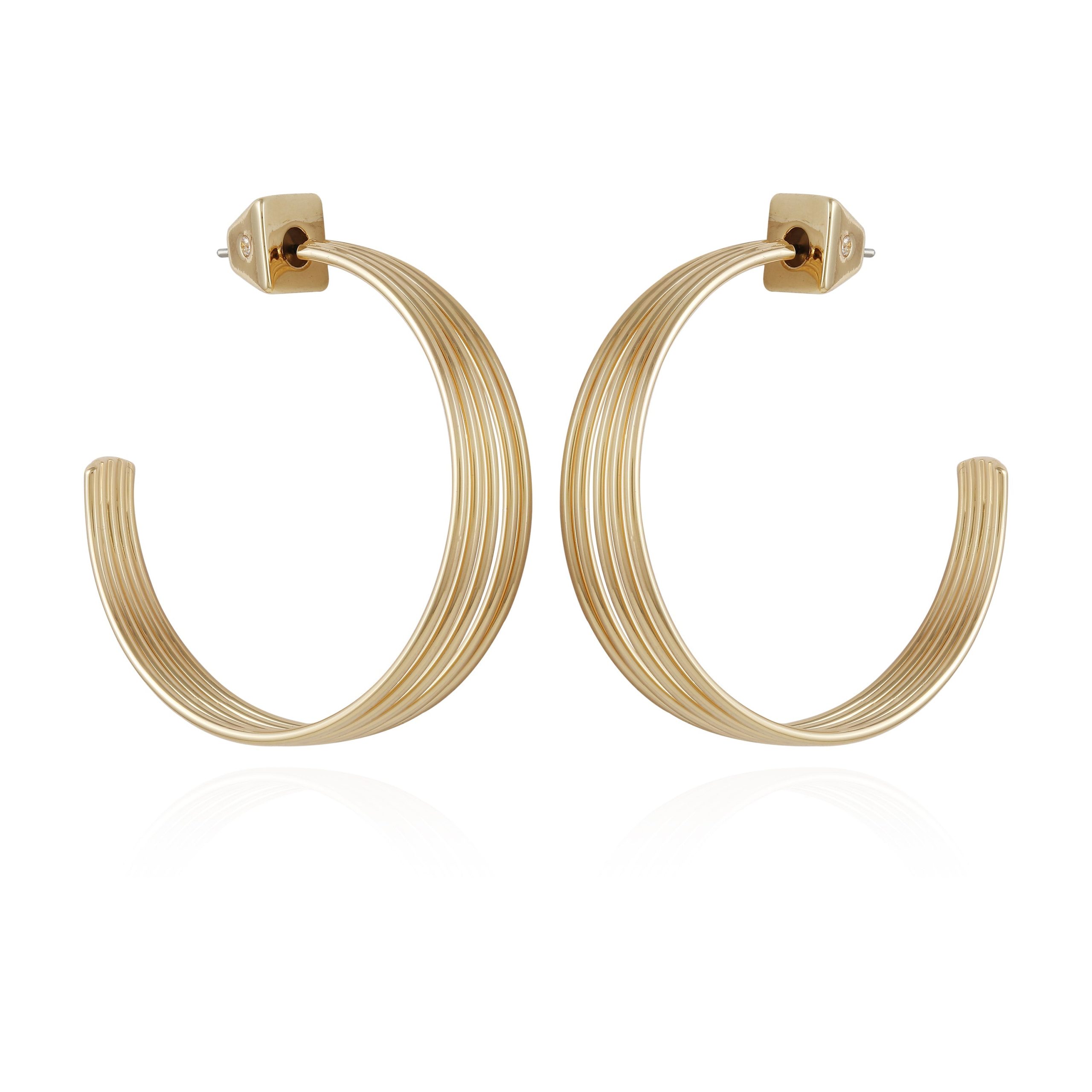 Goldtone Open Stacked Hoop Earrings