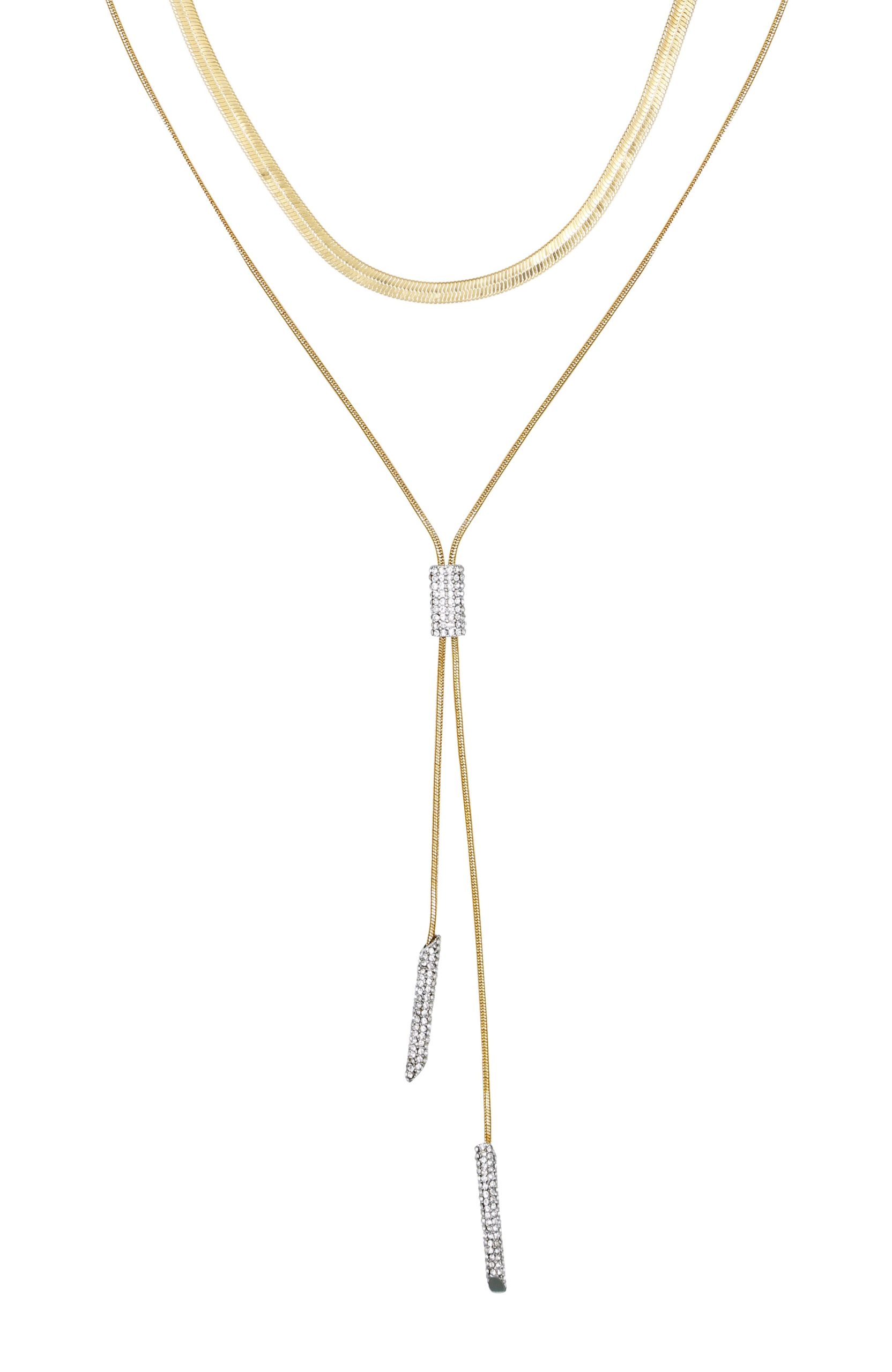 Layered Goldtone & Crystal Pendant Necklace
