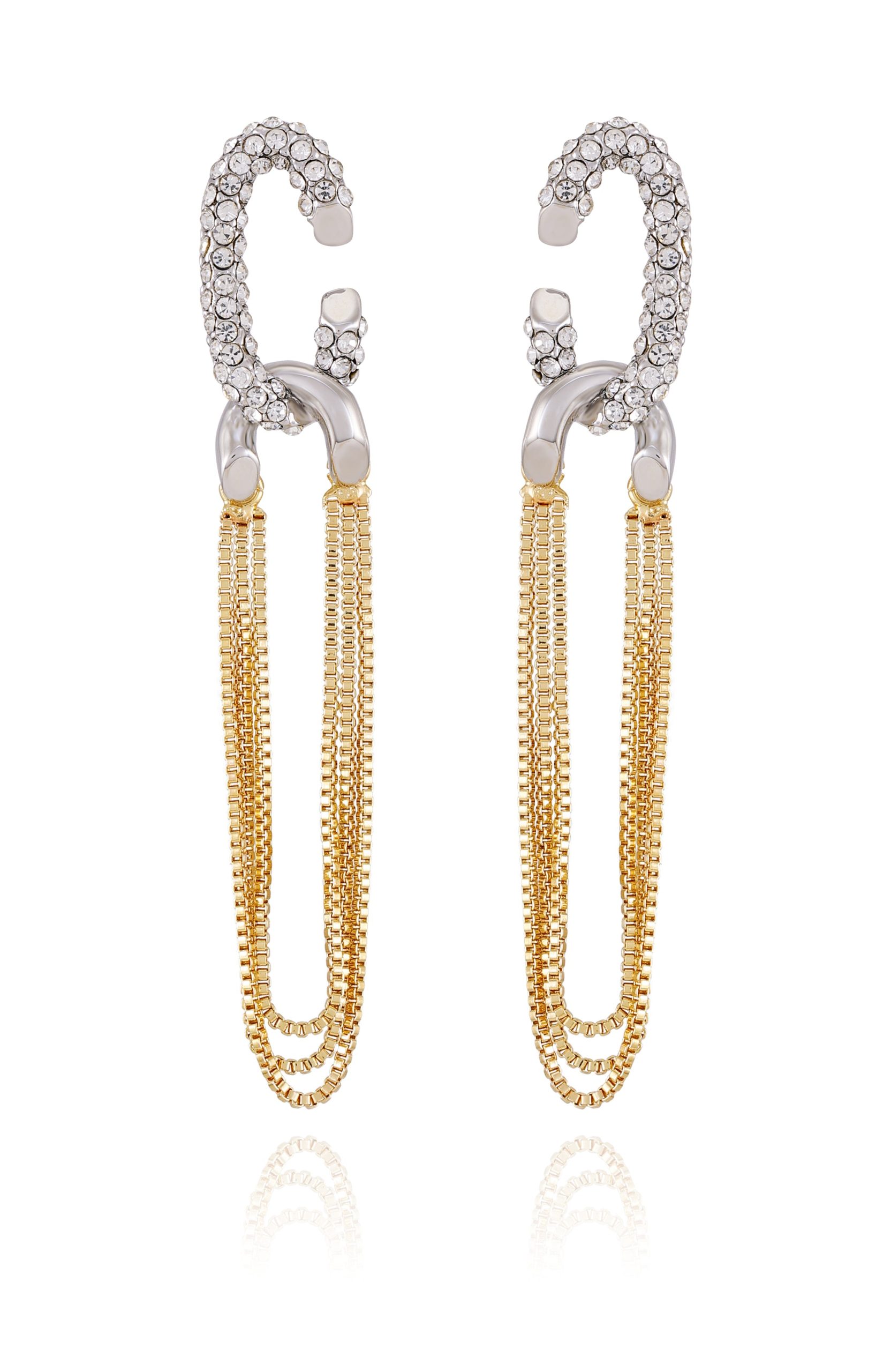 Twotone Link Chain Drop Dangle Earrings