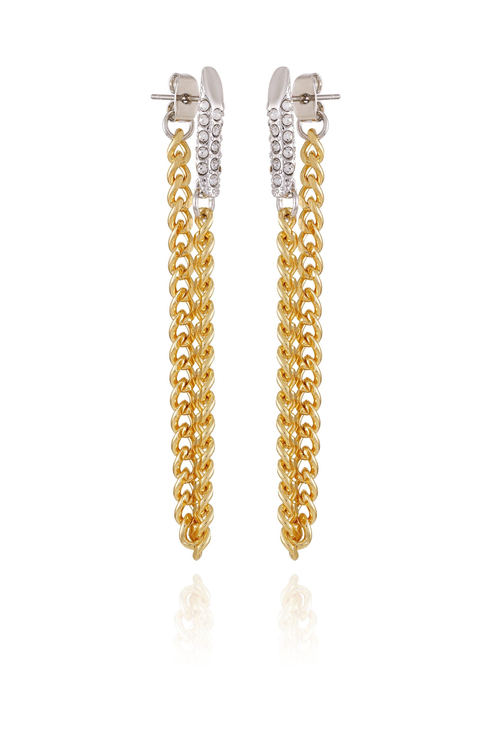 Crystal Stone Chain Drop Statement Earrings - Image 3