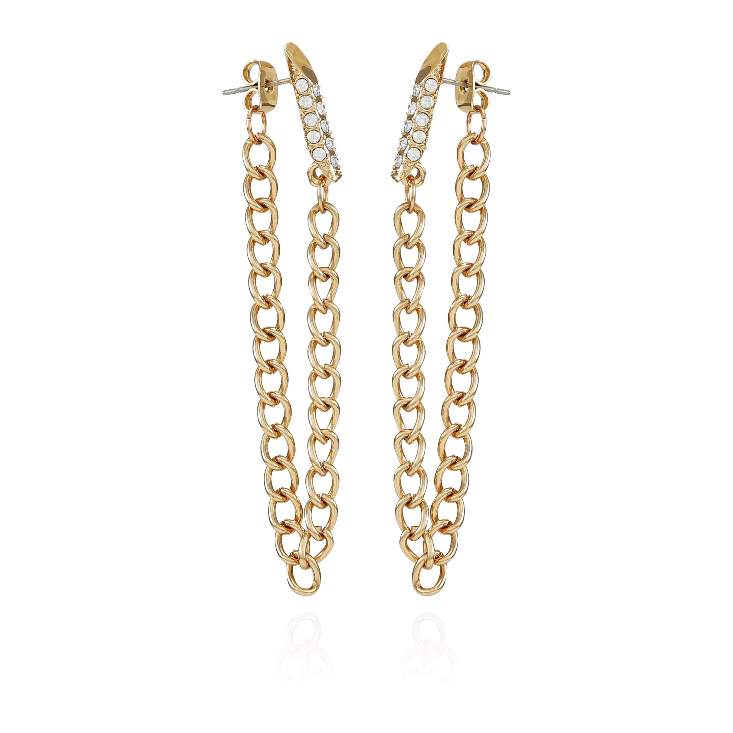 Crystal Stone Chain Drop Statement Earrings