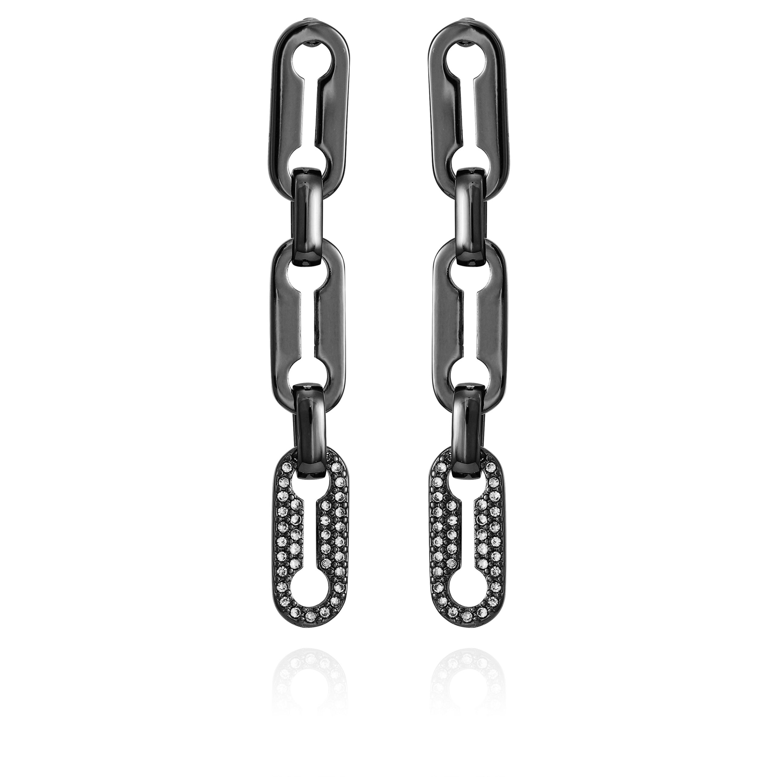Hematite Link Dangle Drop Earrings