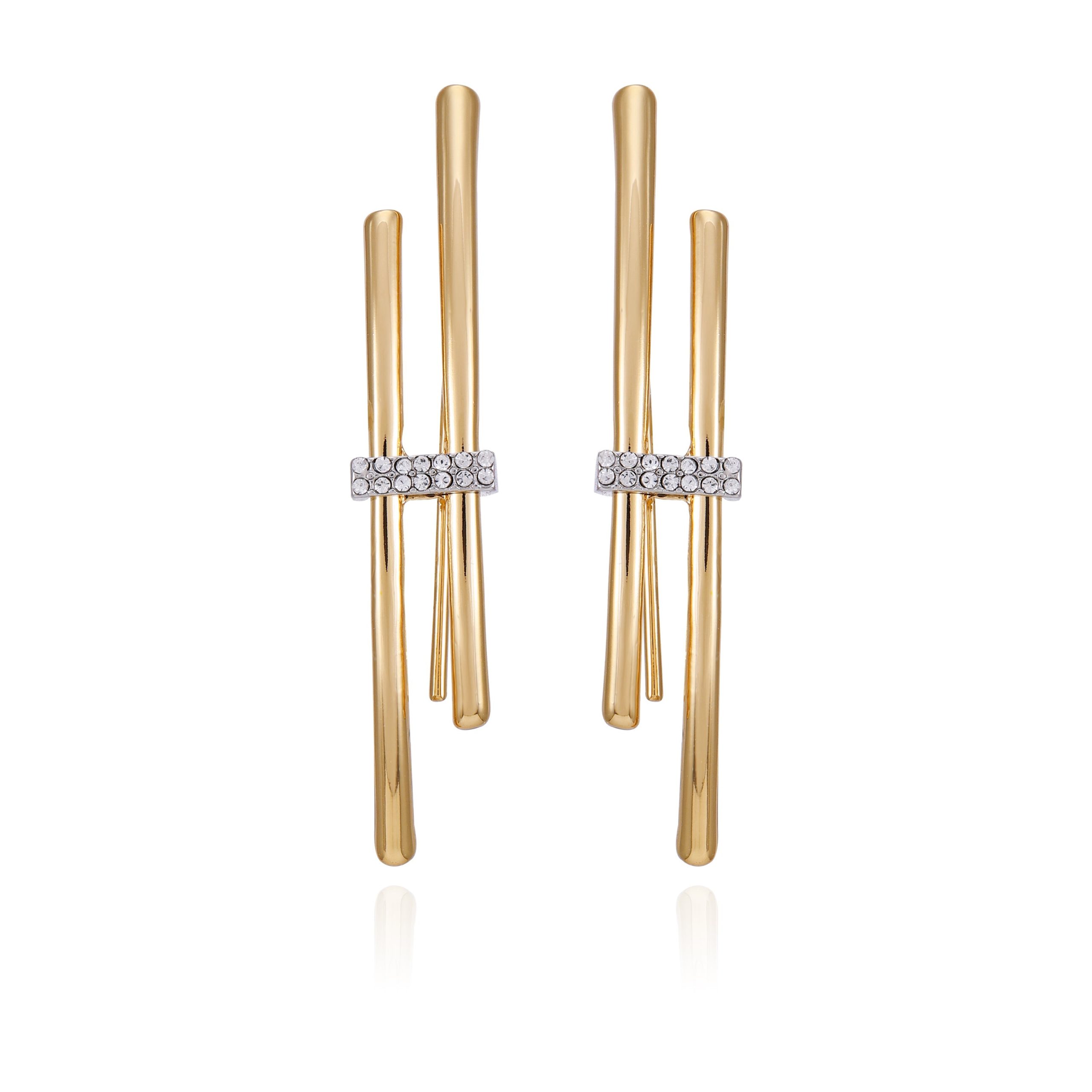 Goldtone Crystal Stone Fish Hook Earrings