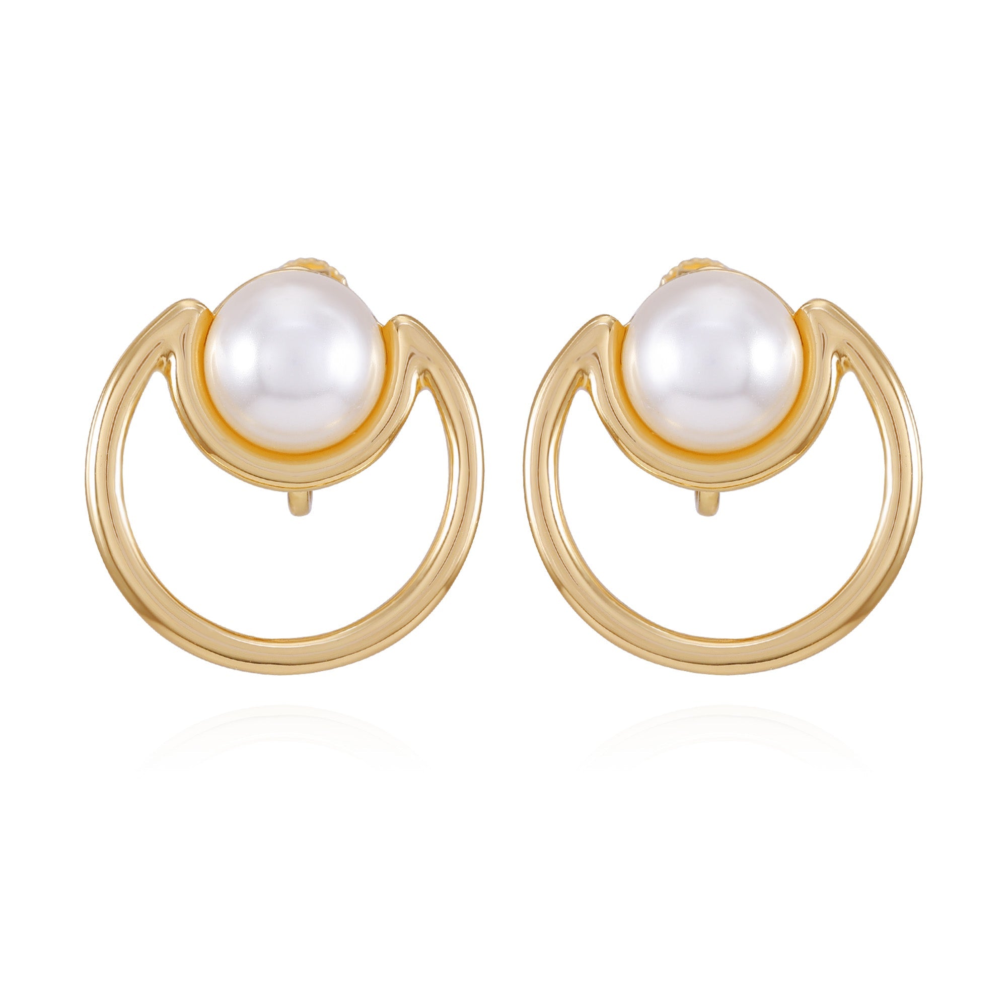 Goldtone Pearl Clip On Earrings