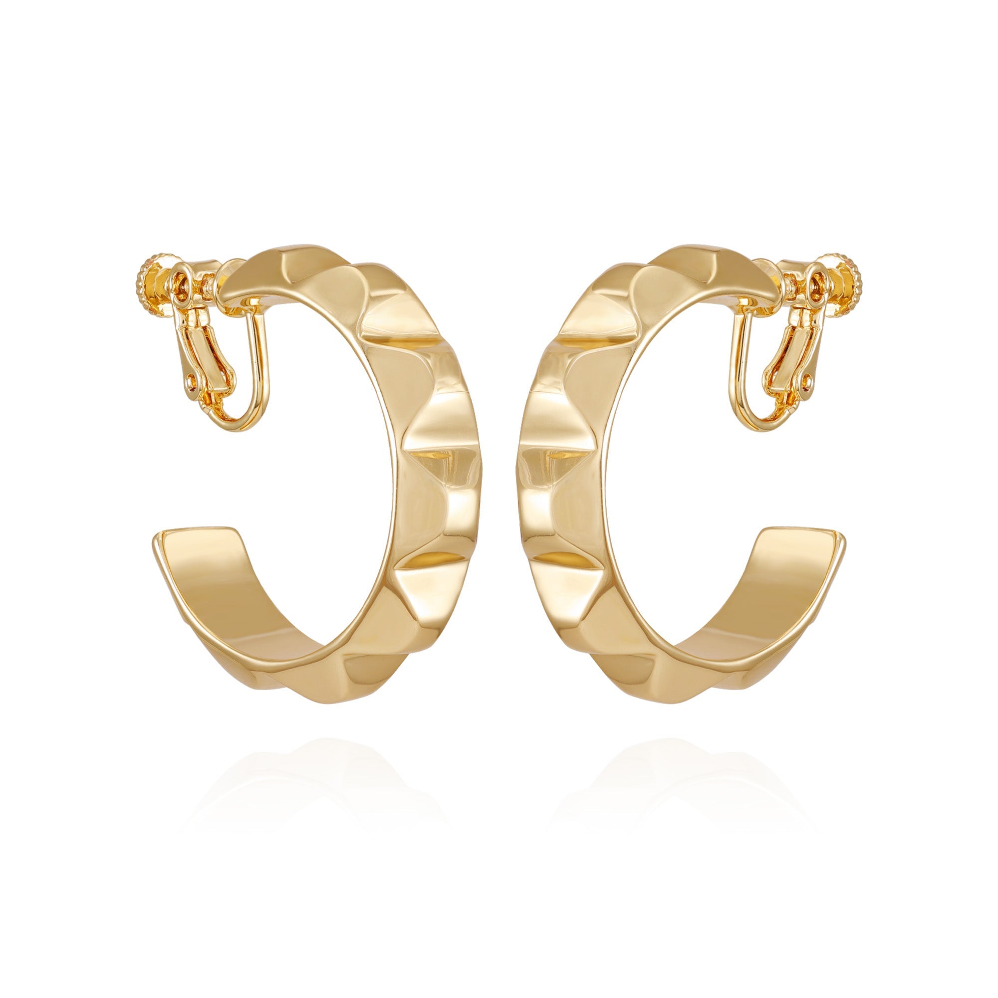 Goldtone Chunky Clip On Hoop Earrings