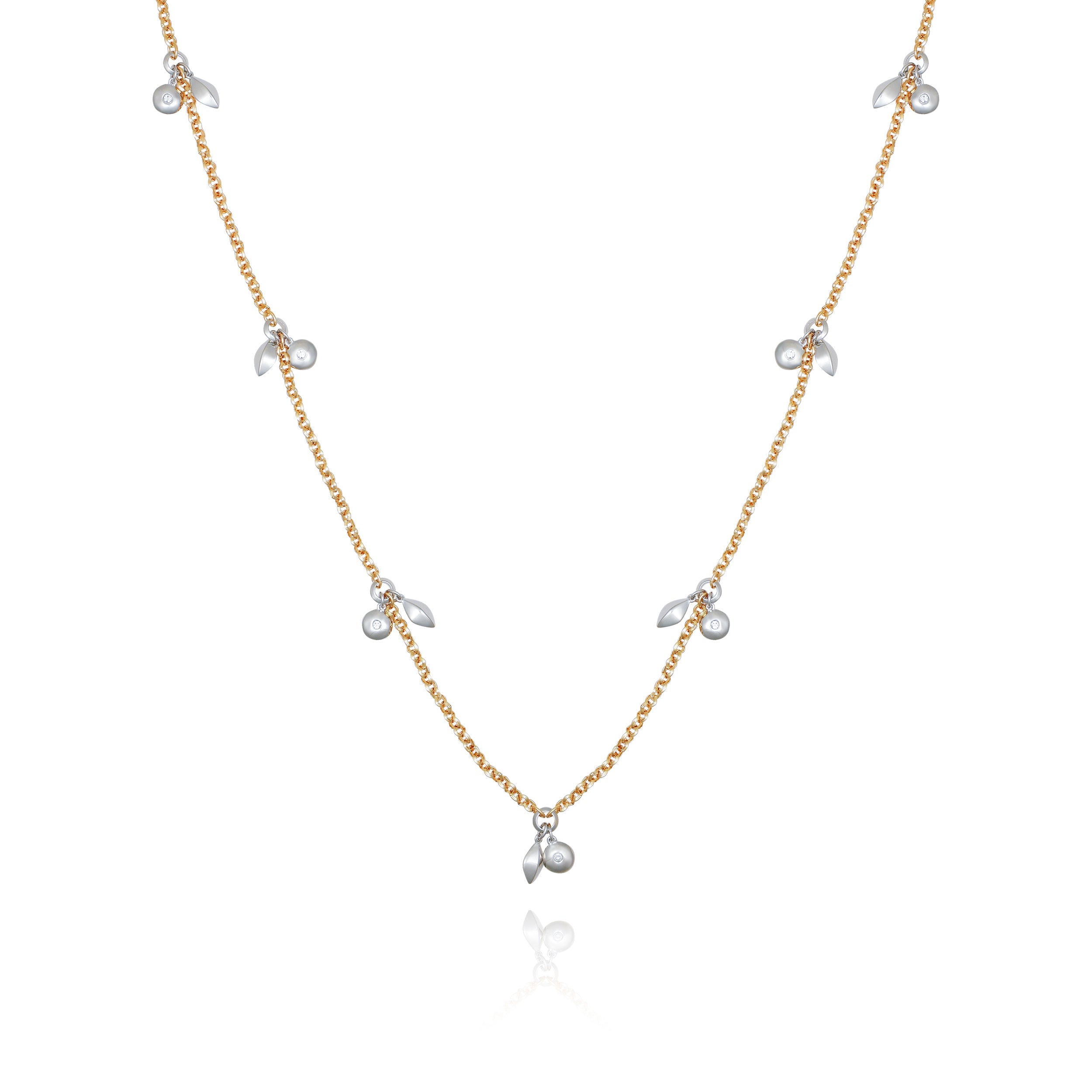 Two Tone Gilded Leaf Long Necklace