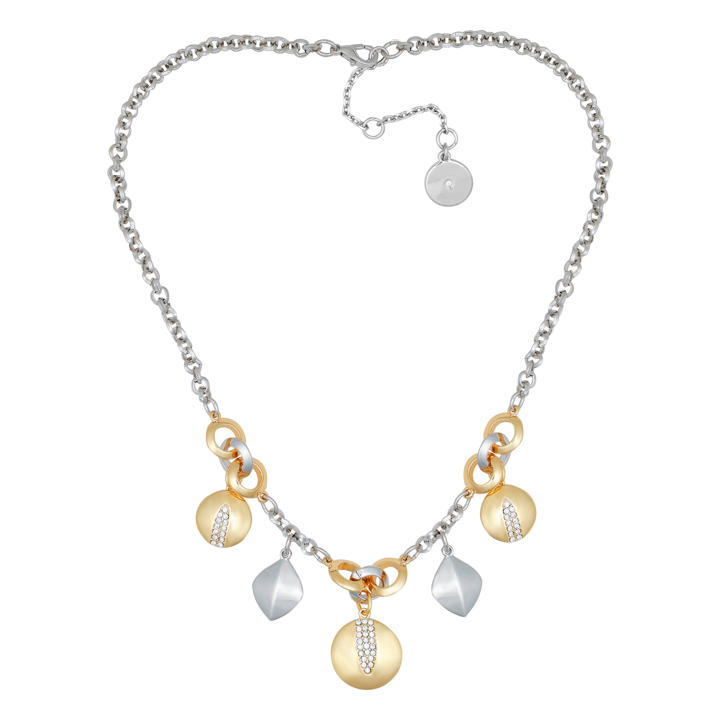 Two Tone Gilded Leaf Charm Short Statement Necklace - Image 3