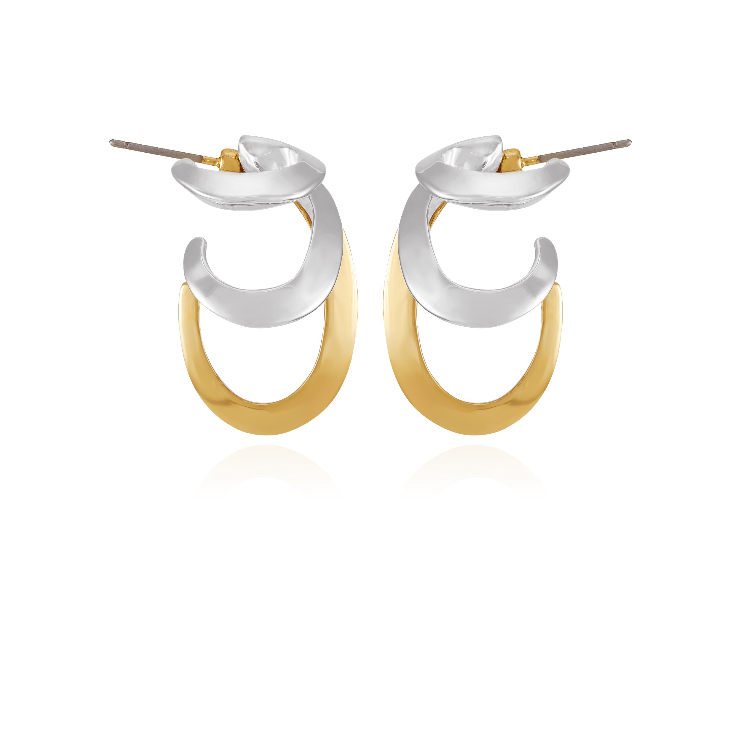 Two Tone Gilded Leaf Hoop Earrings