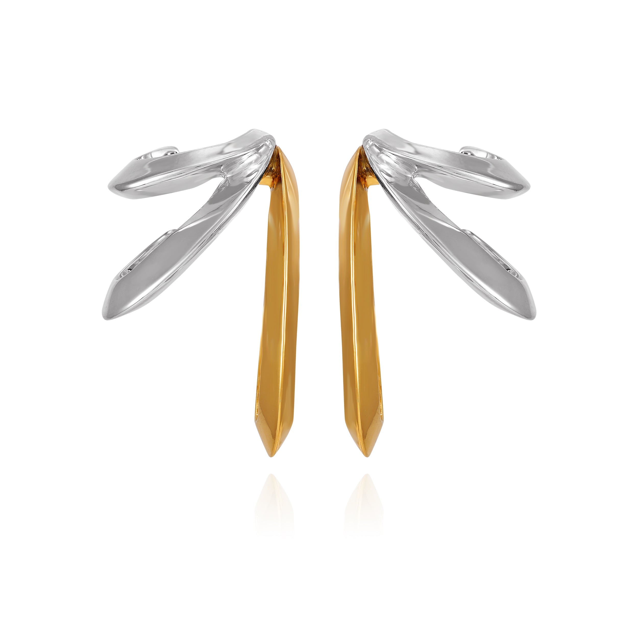 Two Tone Gilded Leaf Hoop Earrings - Image 3