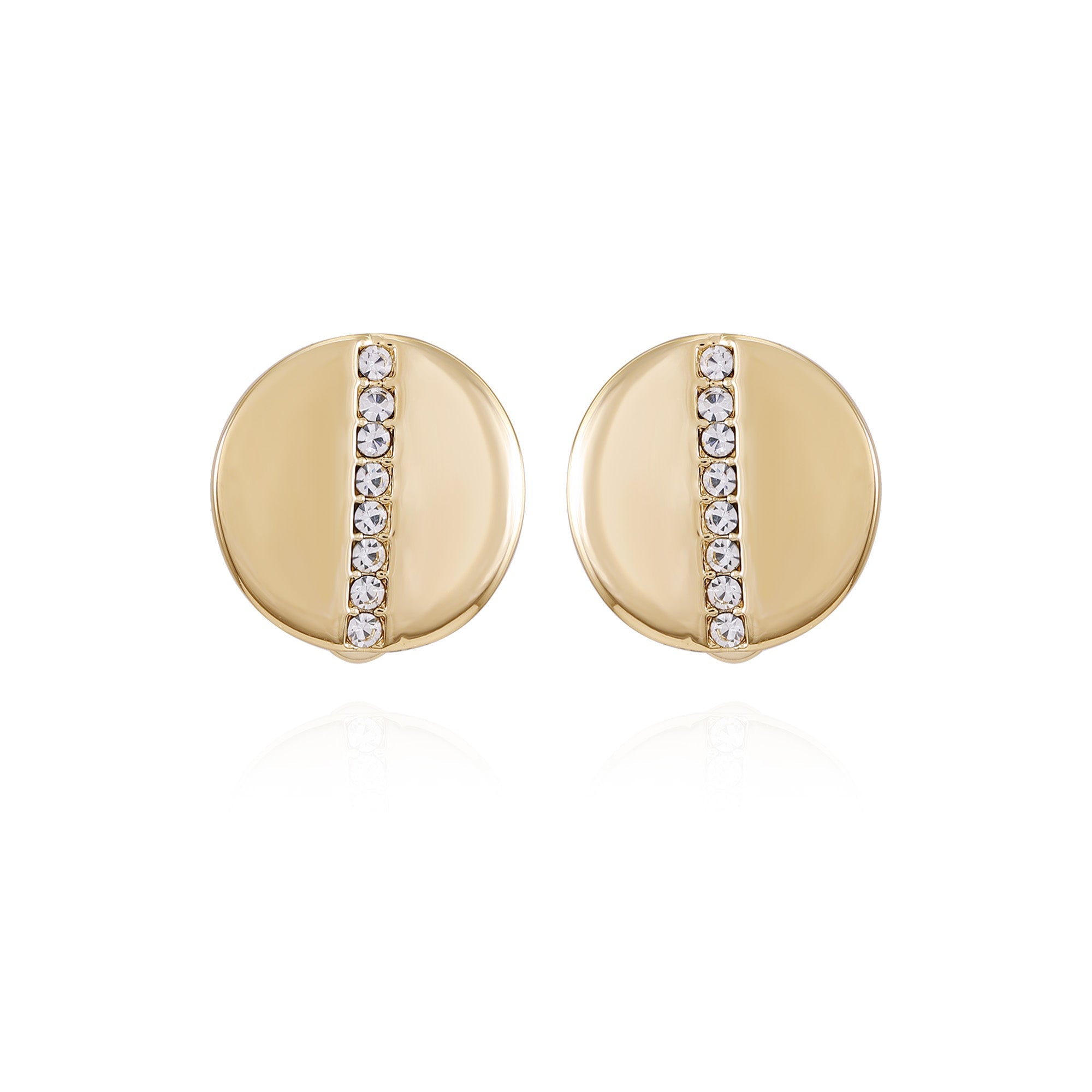 Goldtone Crystal Stone Circle Clip On Earrings