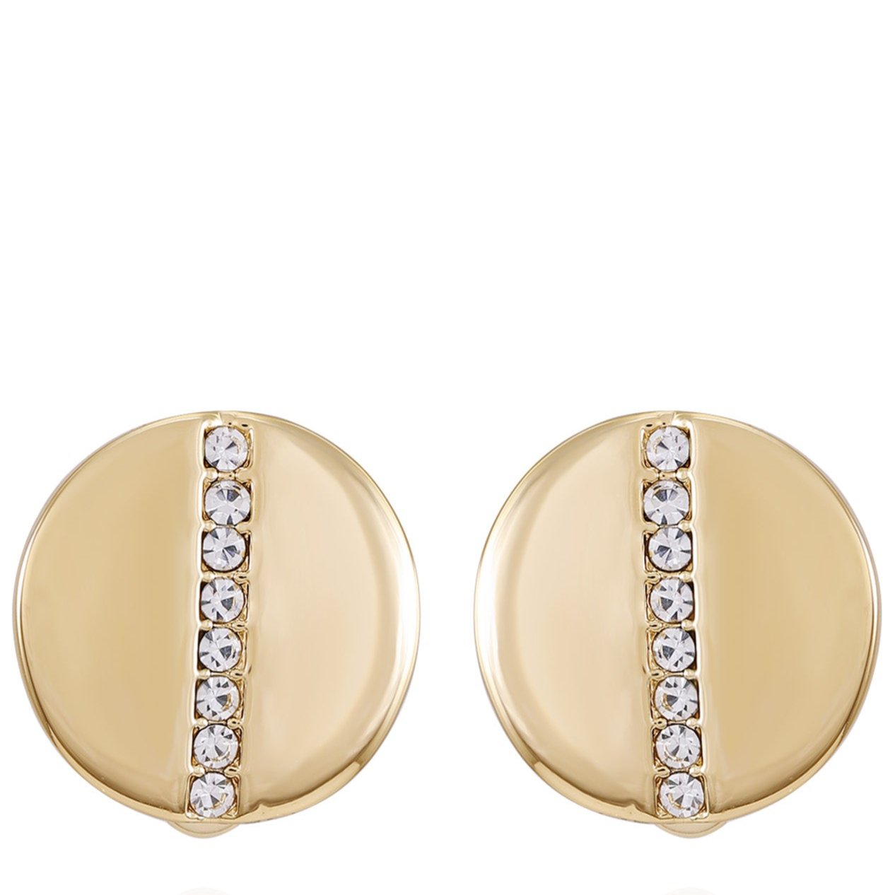 Goldtone Crystal Stone Circle Clip On Earrings - Image 2