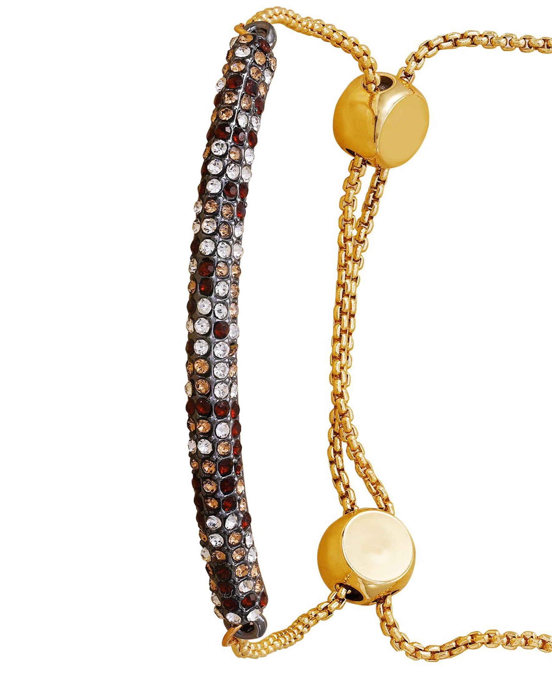 Goldtone Multi Crystal Stone Slider Bracelet - Image 2