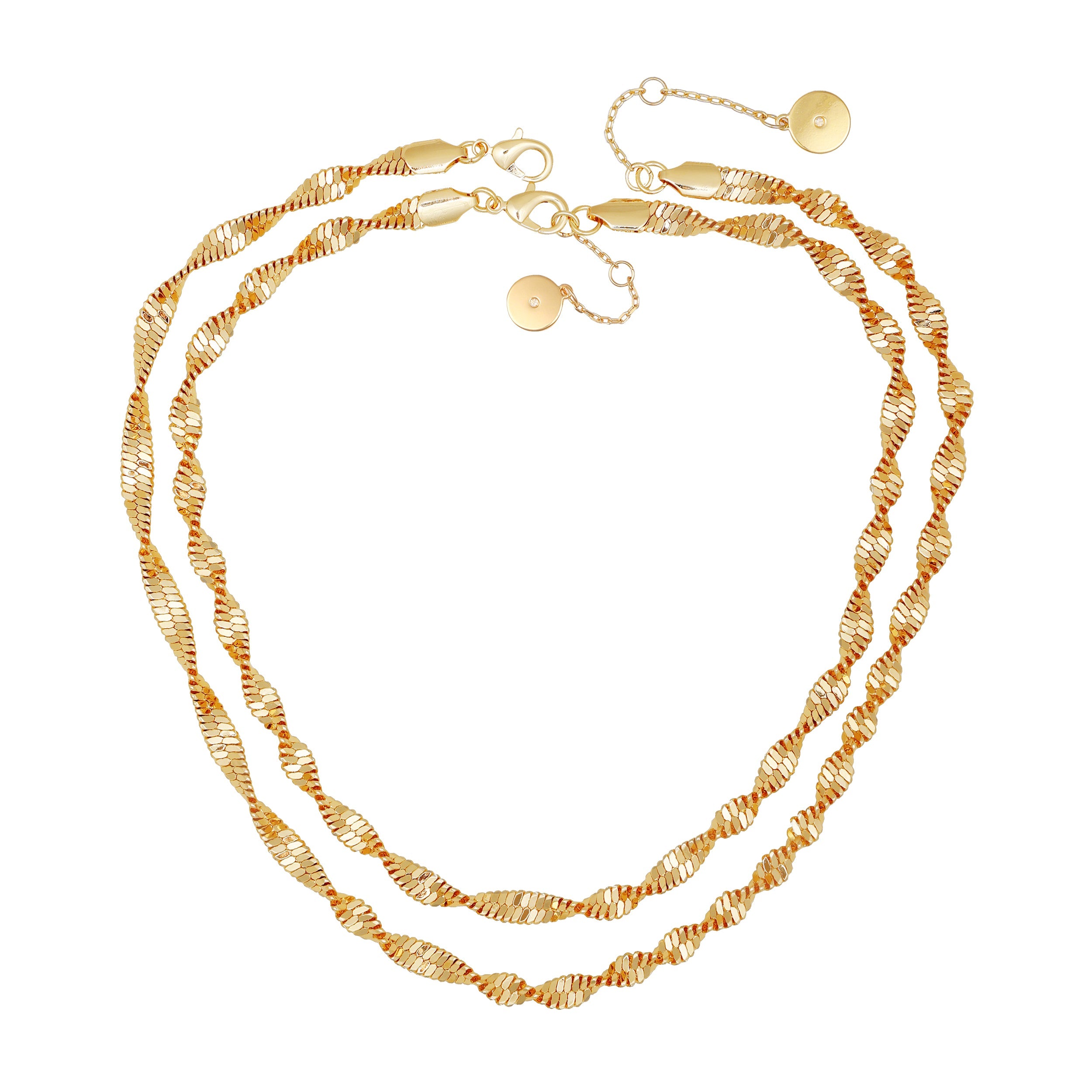 Goldtone Double Layered Harringbone Necklace - Image 3