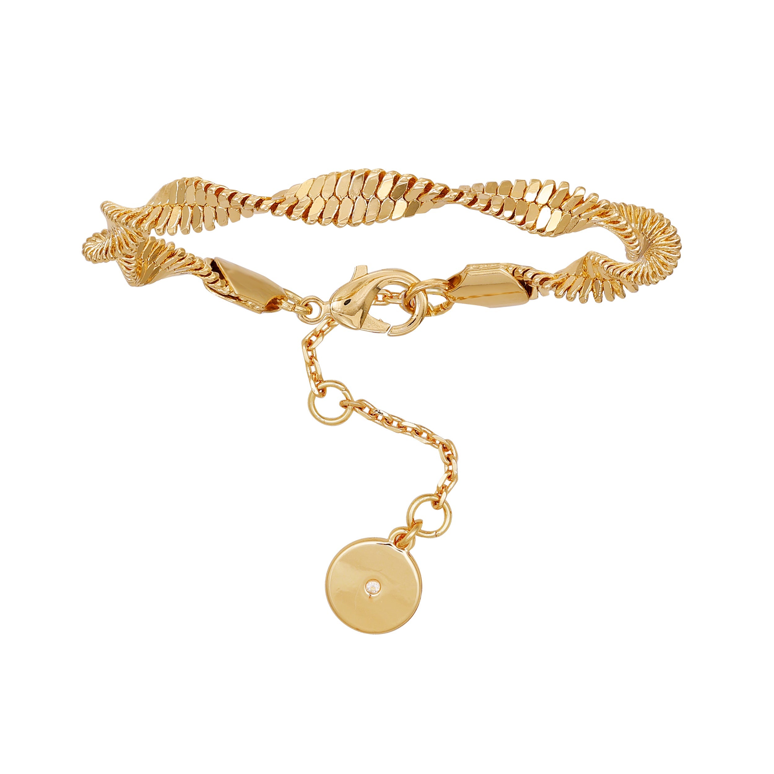 Goldtone Twisted Herringbone Chain Bracelet - Image 3