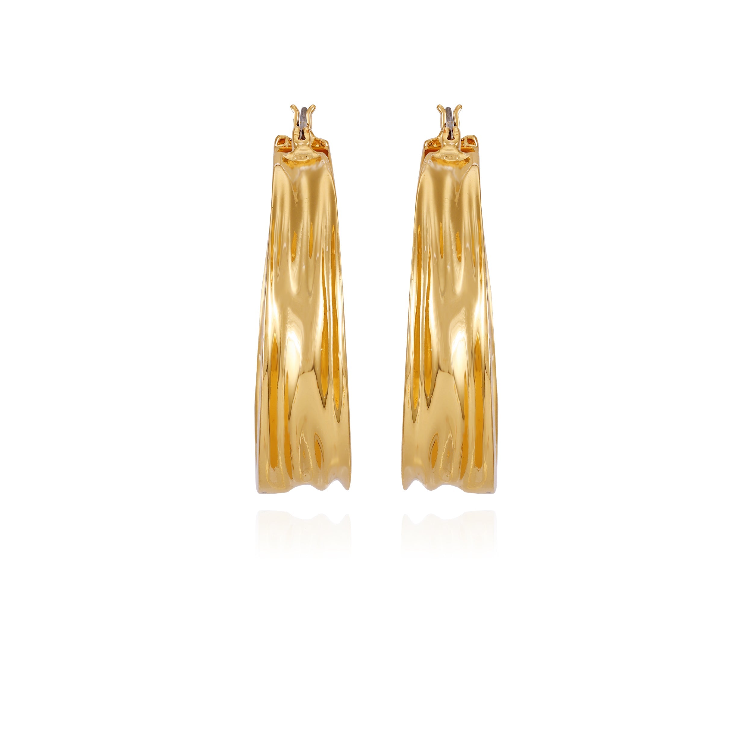 Goldtone Organic Hoop Earrings - Image 3