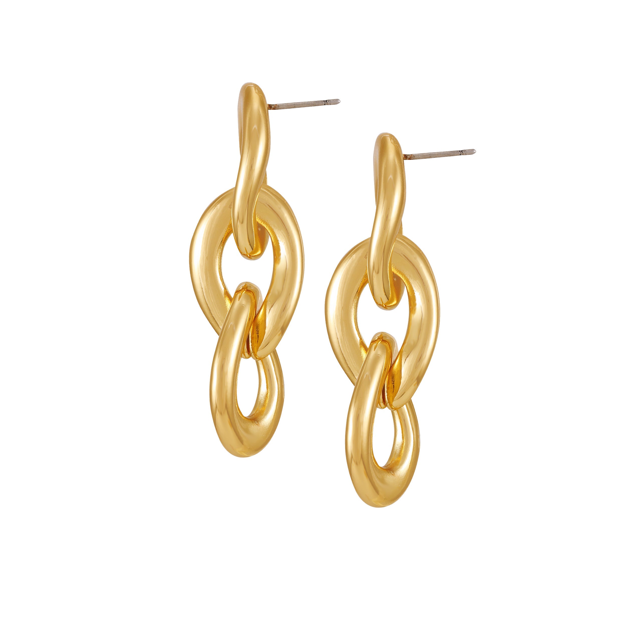 Goldtone Interlocked Link Drop Earrings - Image 3