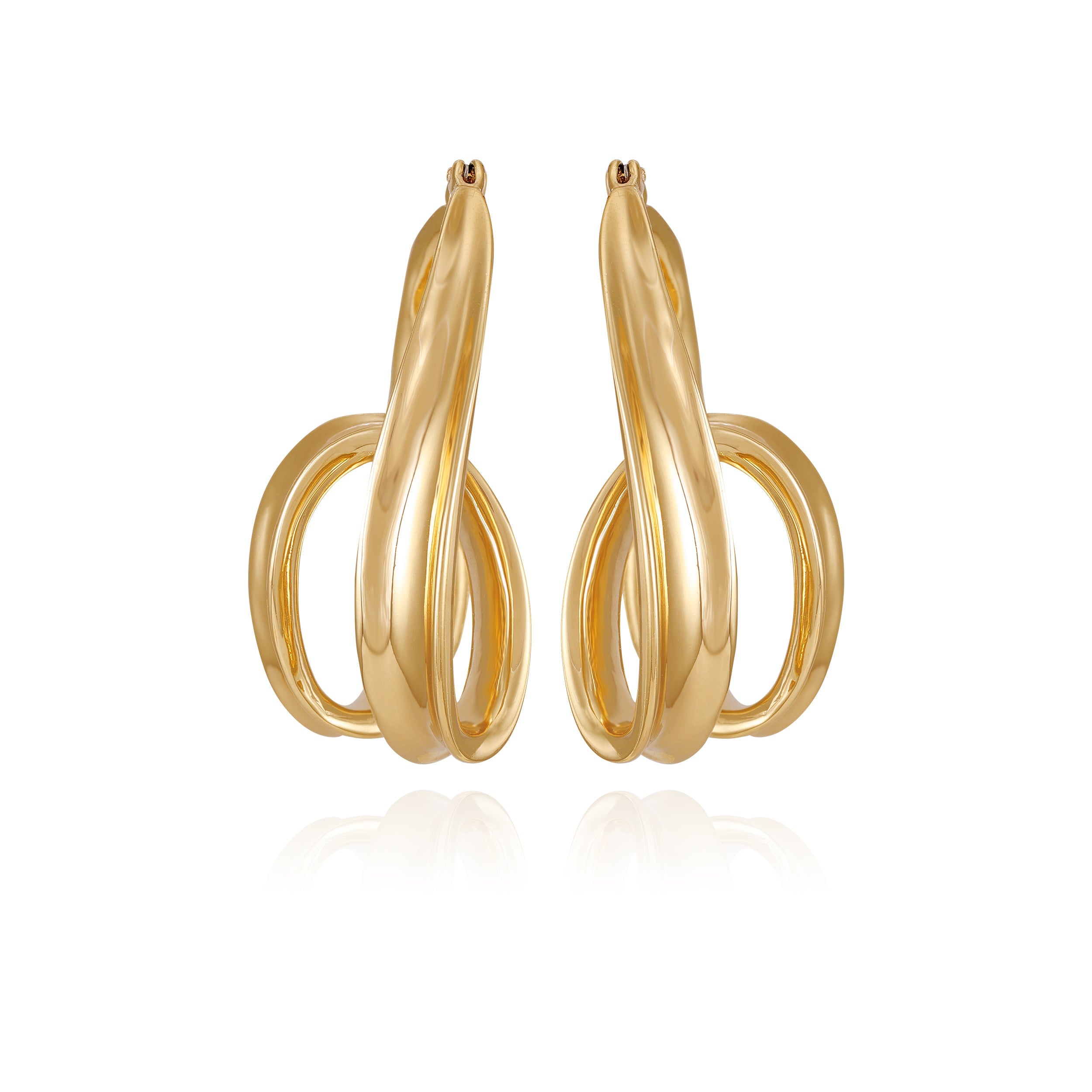 Goldtone Spiral Hoop Earrings - Image 3