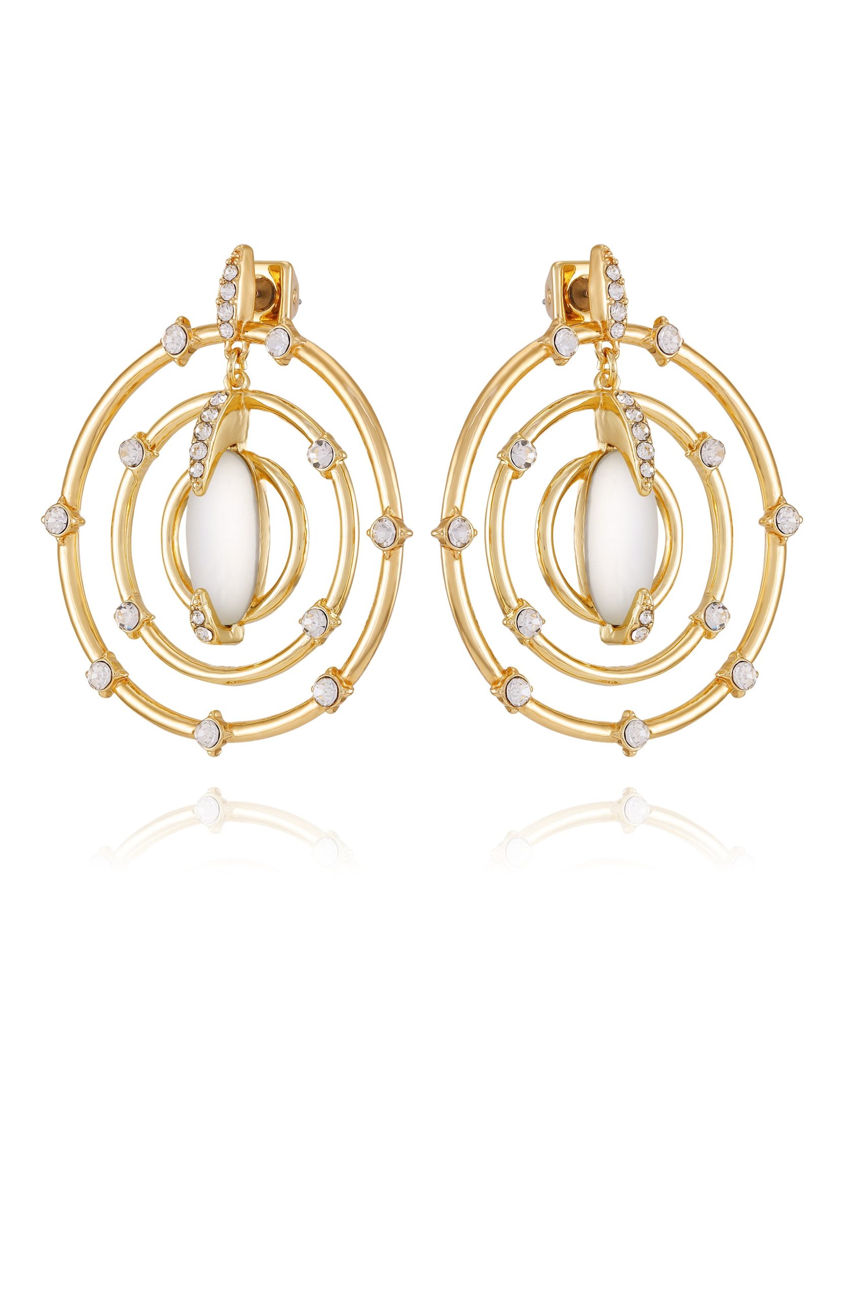 Statement Goldtone & Crystal Drop Earrings