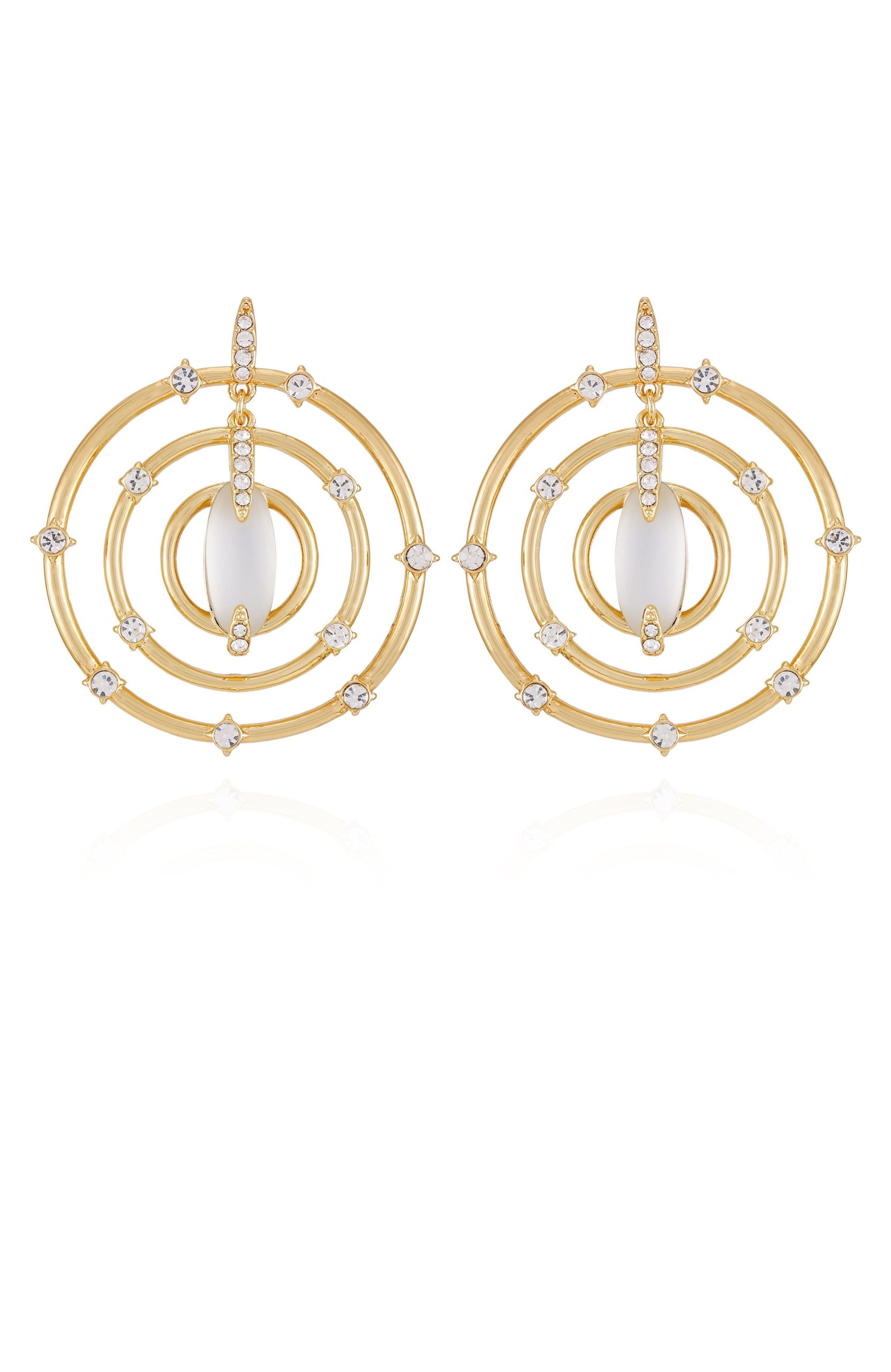 Statement Goldtone & Crystal Drop Earrings - Image 2