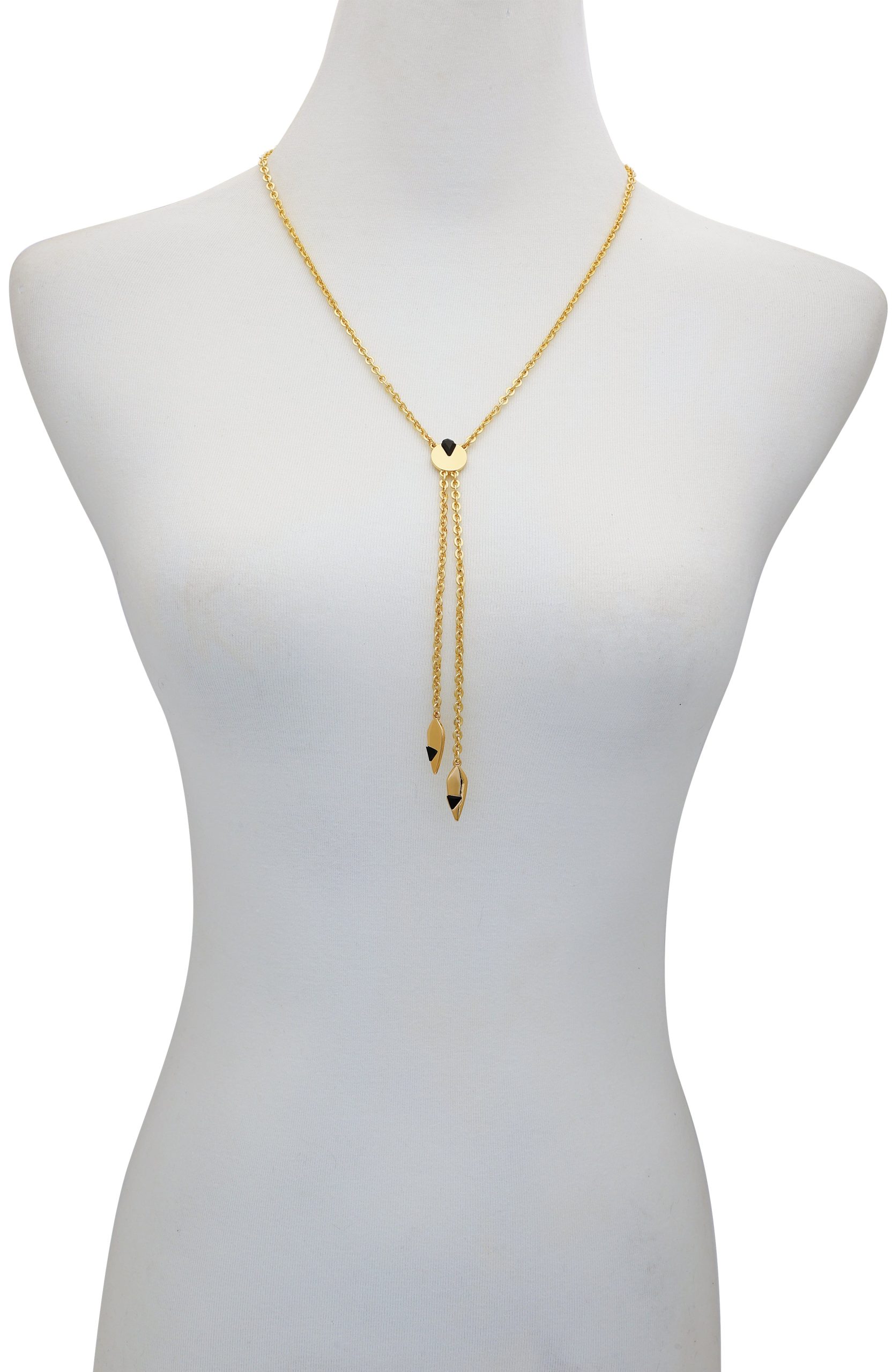Goldtone & Black Drop Pendant Necklace - Image 3