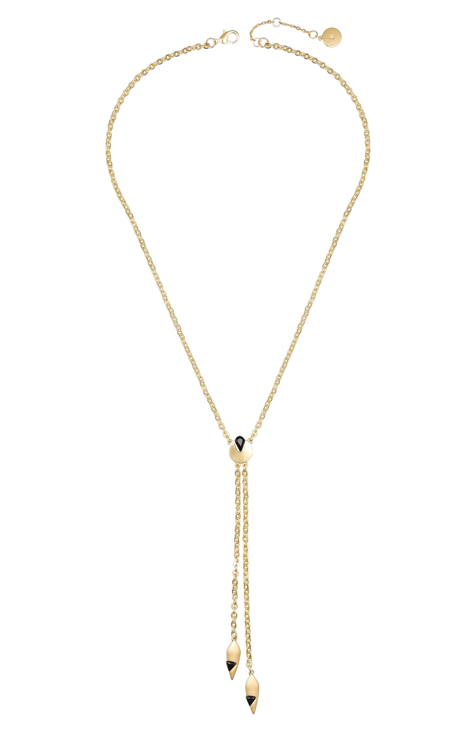 Goldtone & Black Drop Pendant Necklace - Image 2