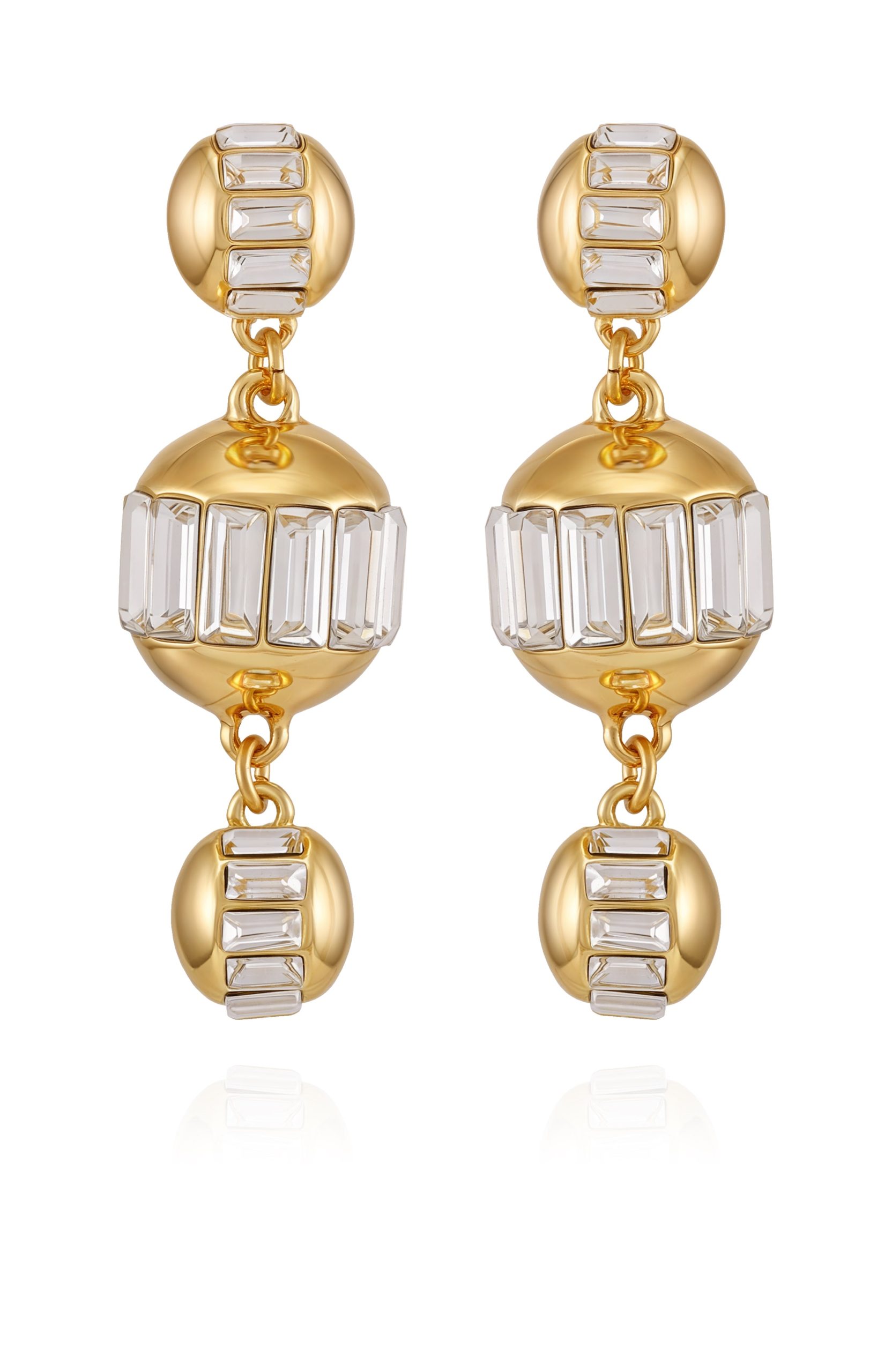 Goldtone Crystal Sphere Drop Earrings