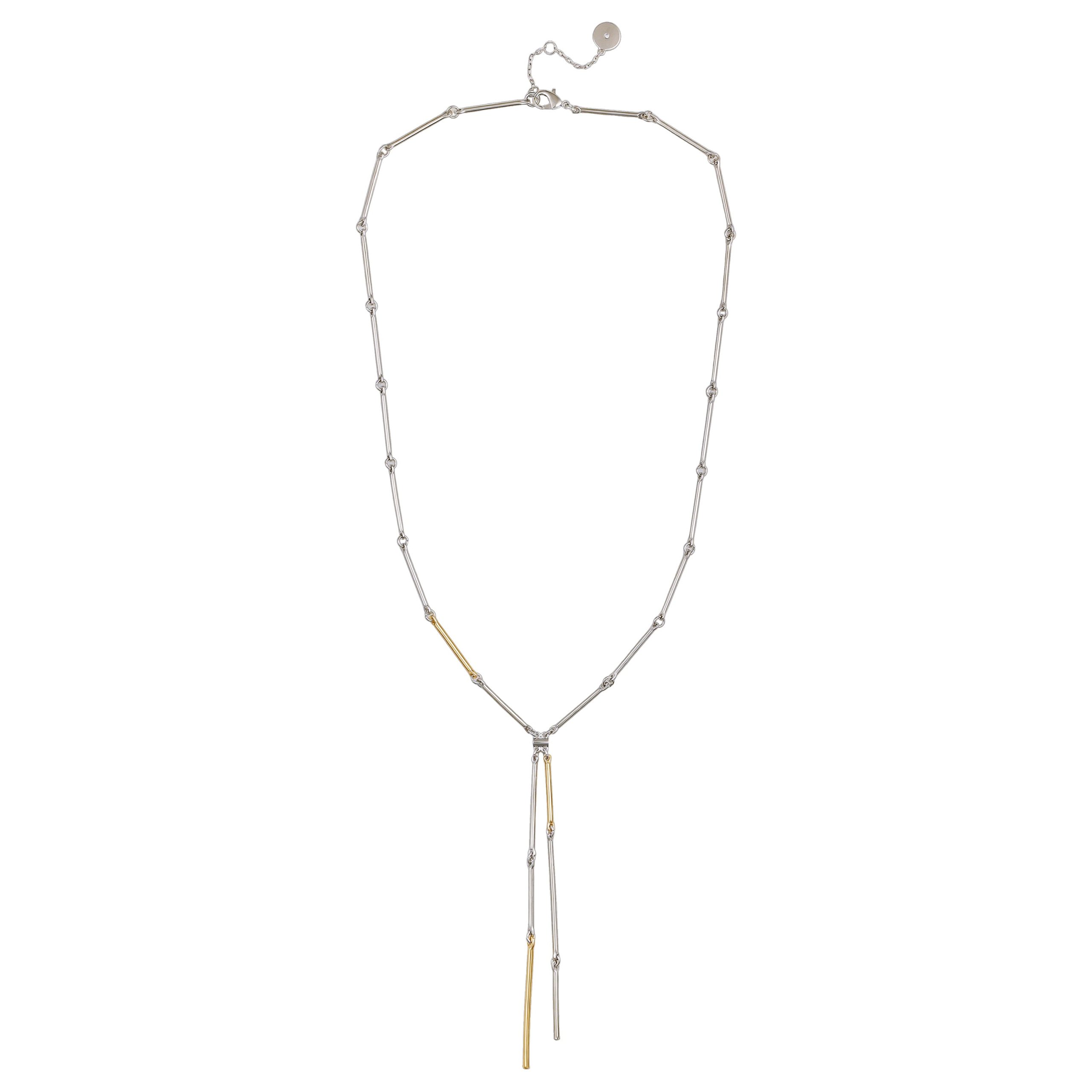 Two Tone Bar Pendant Necklace - Image 2