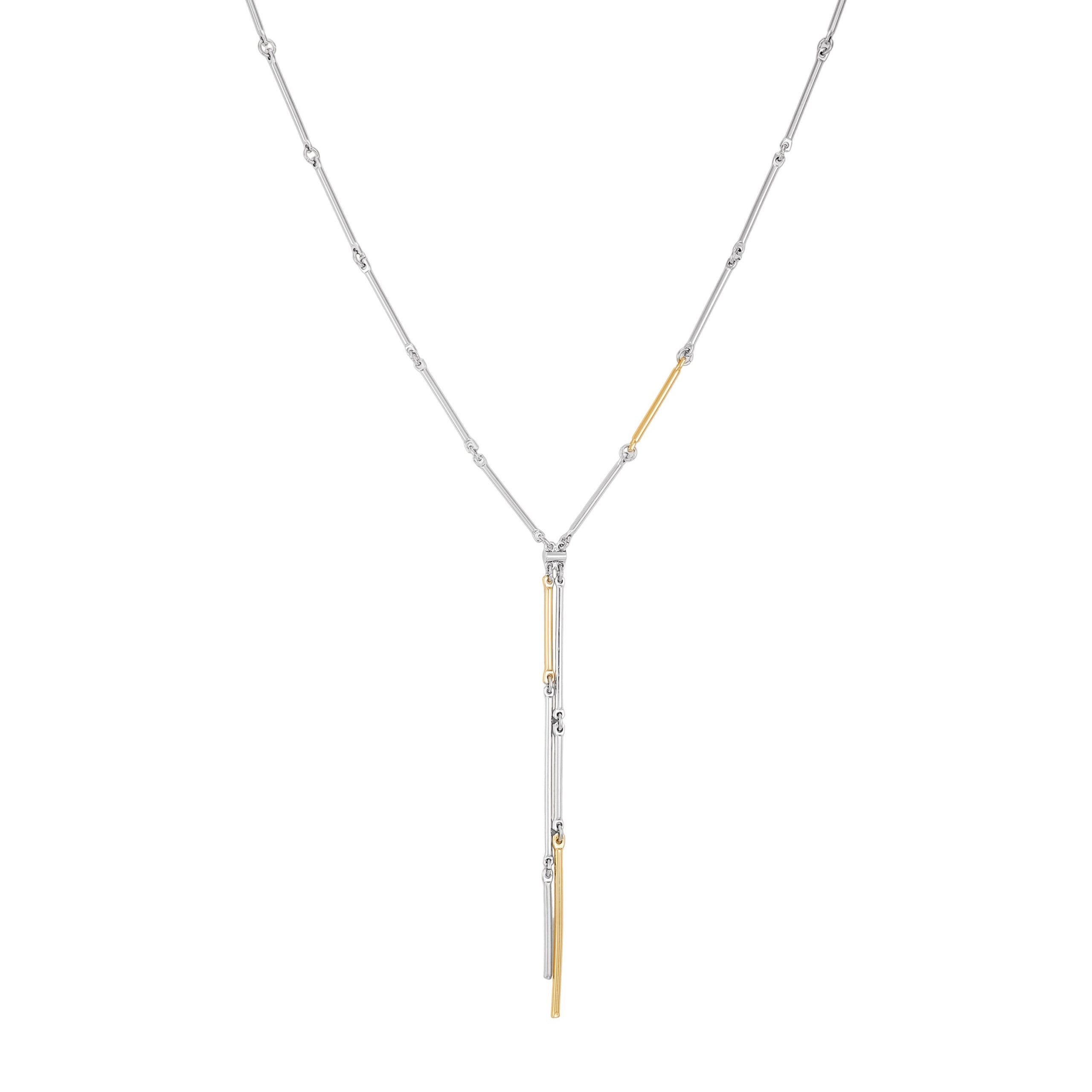 Two Tone Bar Pendant Necklace