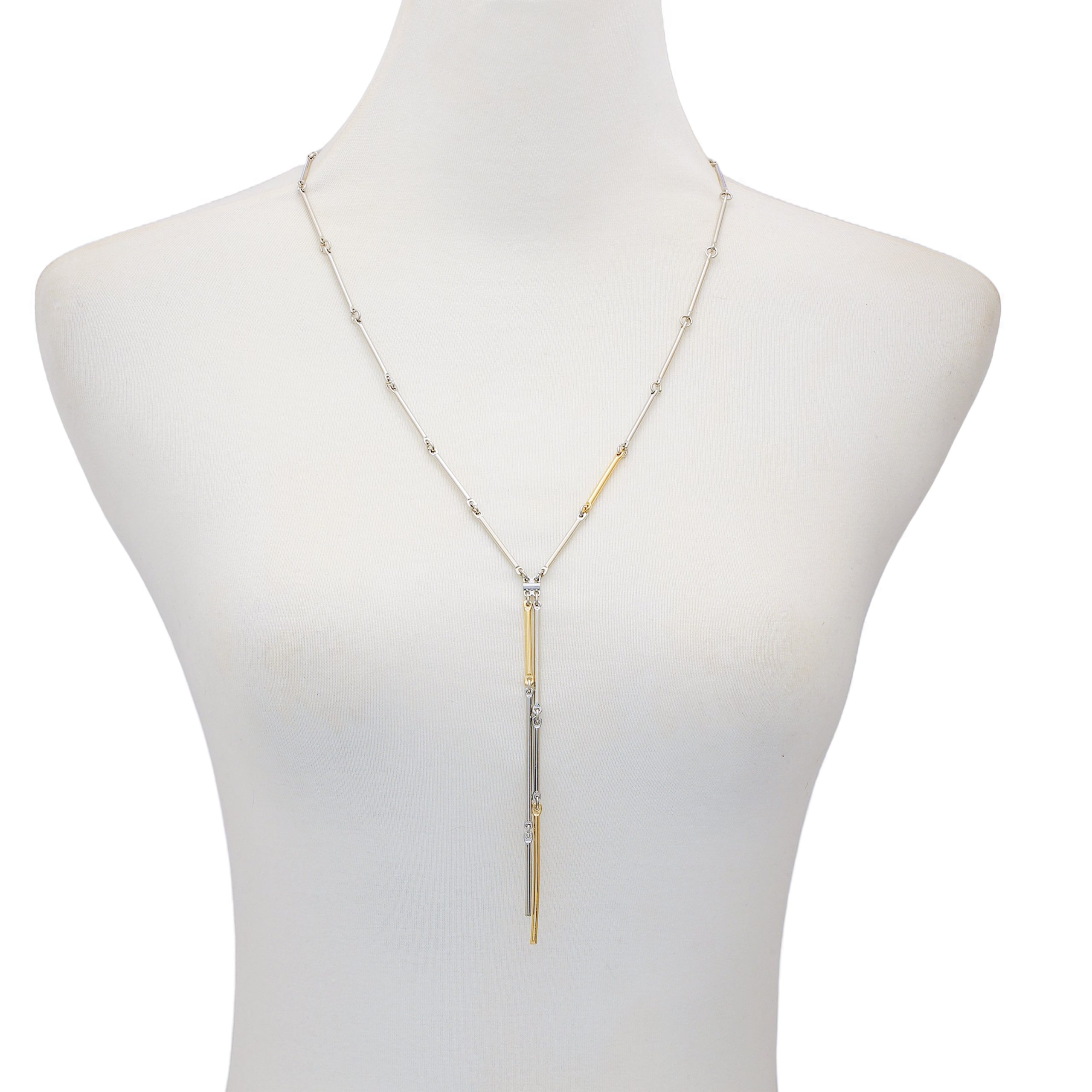 Two Tone Bar Pendant Necklace - Image 3