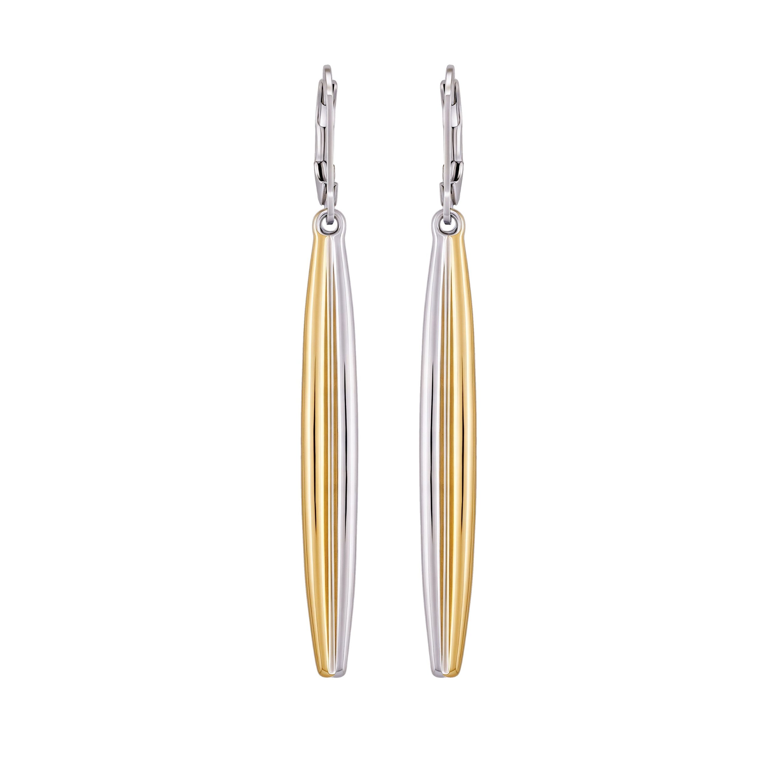 Two Tone Elongated Hoop Earrings