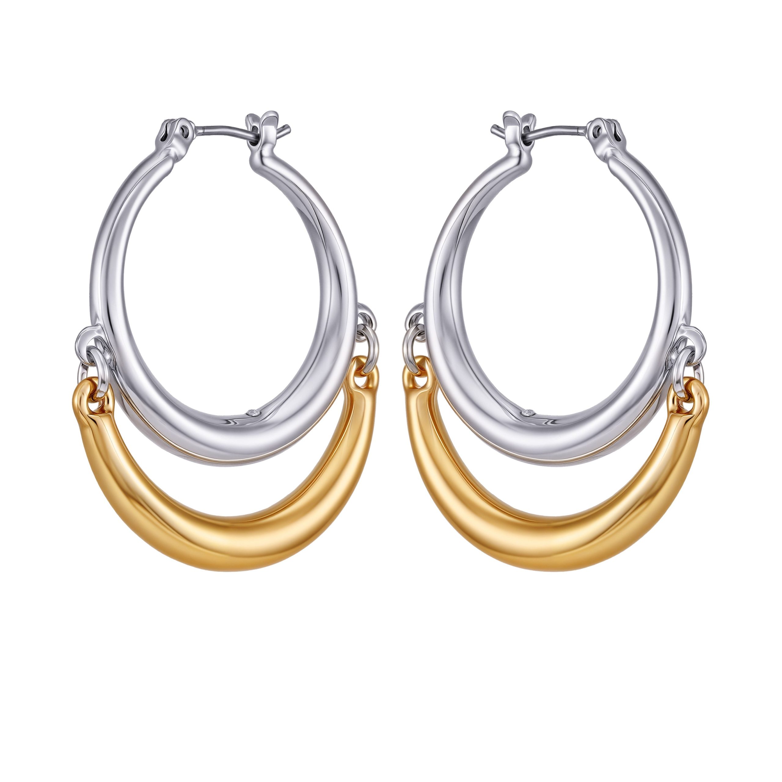 Two Tone Hoop Earrings - Image 2