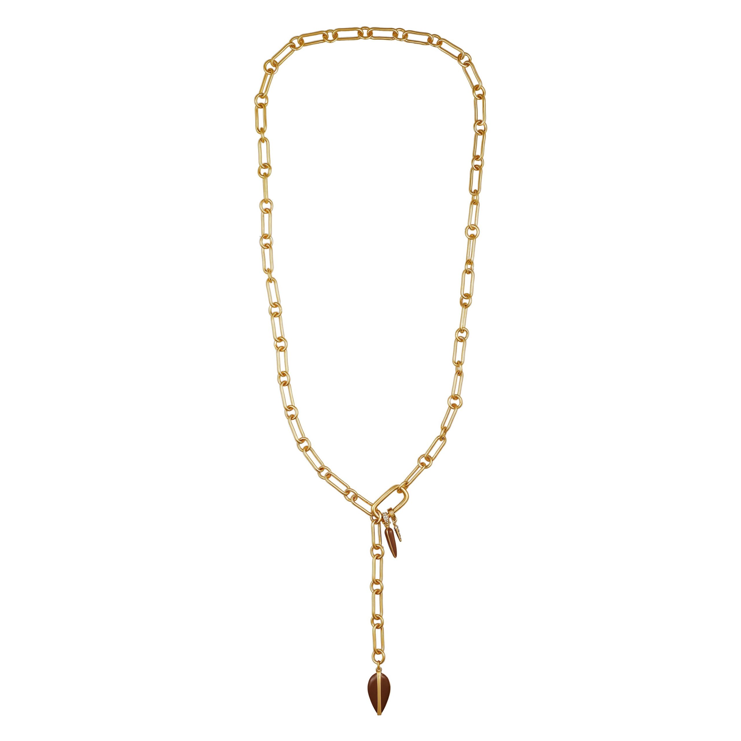 Goldtone Link Lariat Necklace - Image 2
