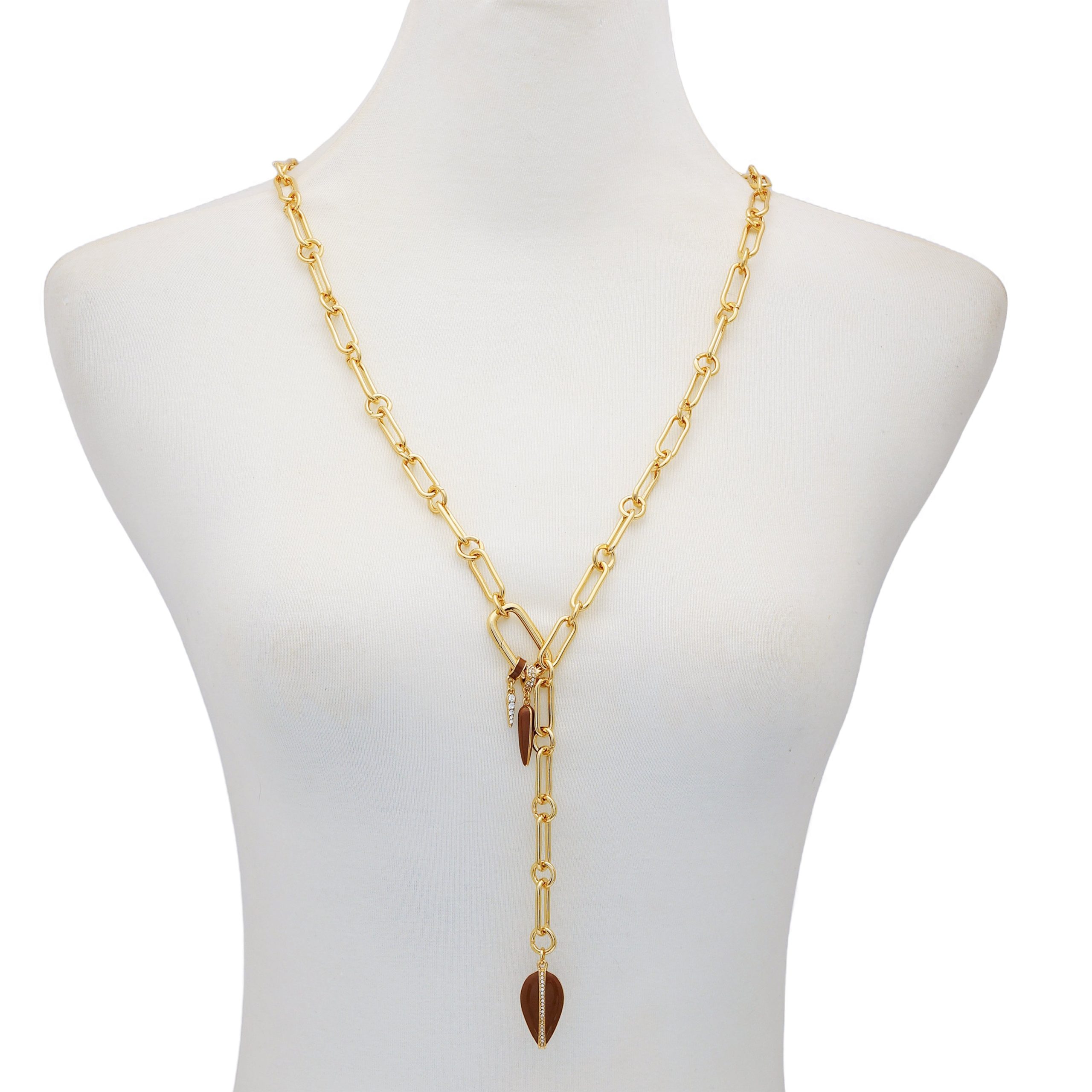 Goldtone Link Lariat Necklace - Image 3