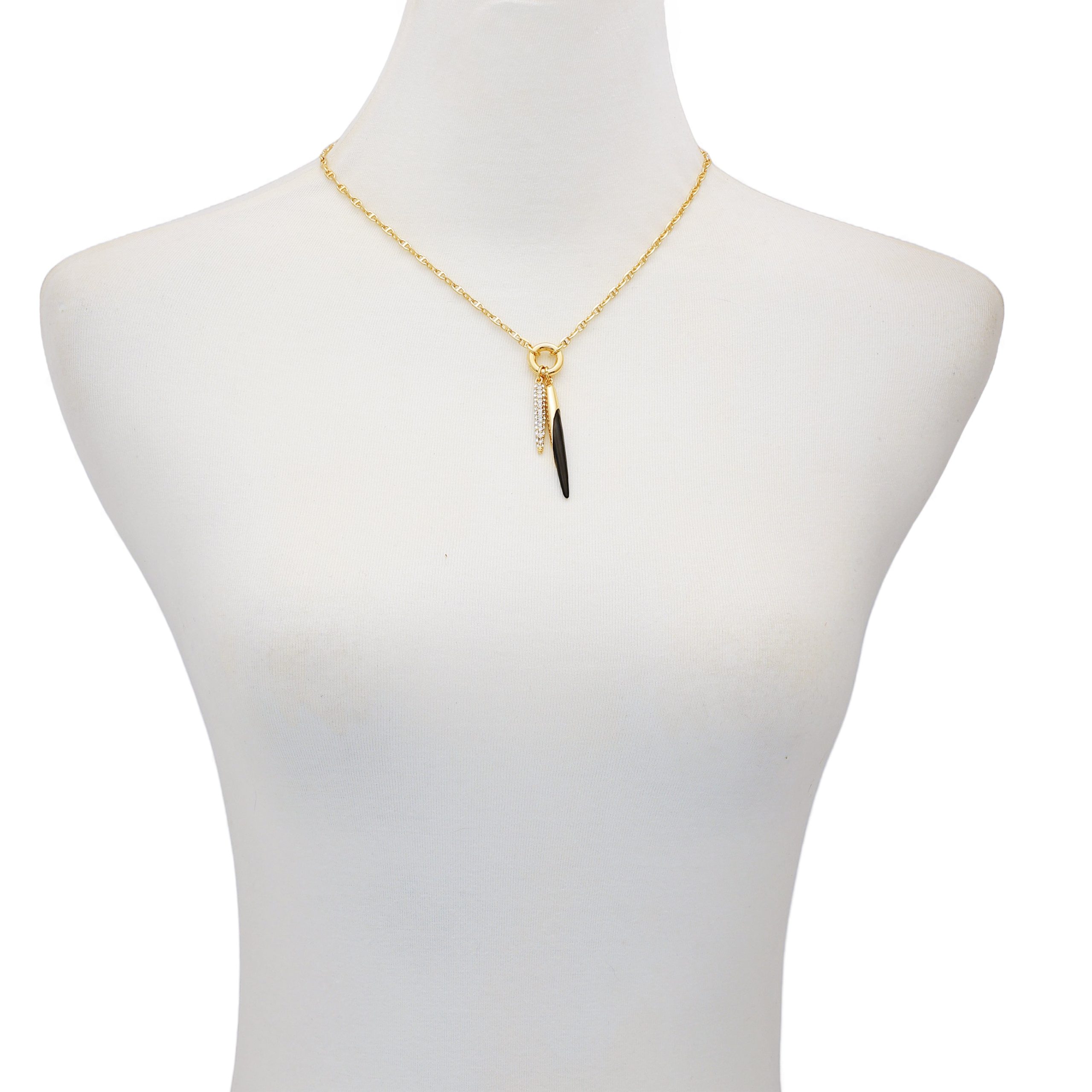 Pendant Necklace With Black And Crystal Accents - Image 3