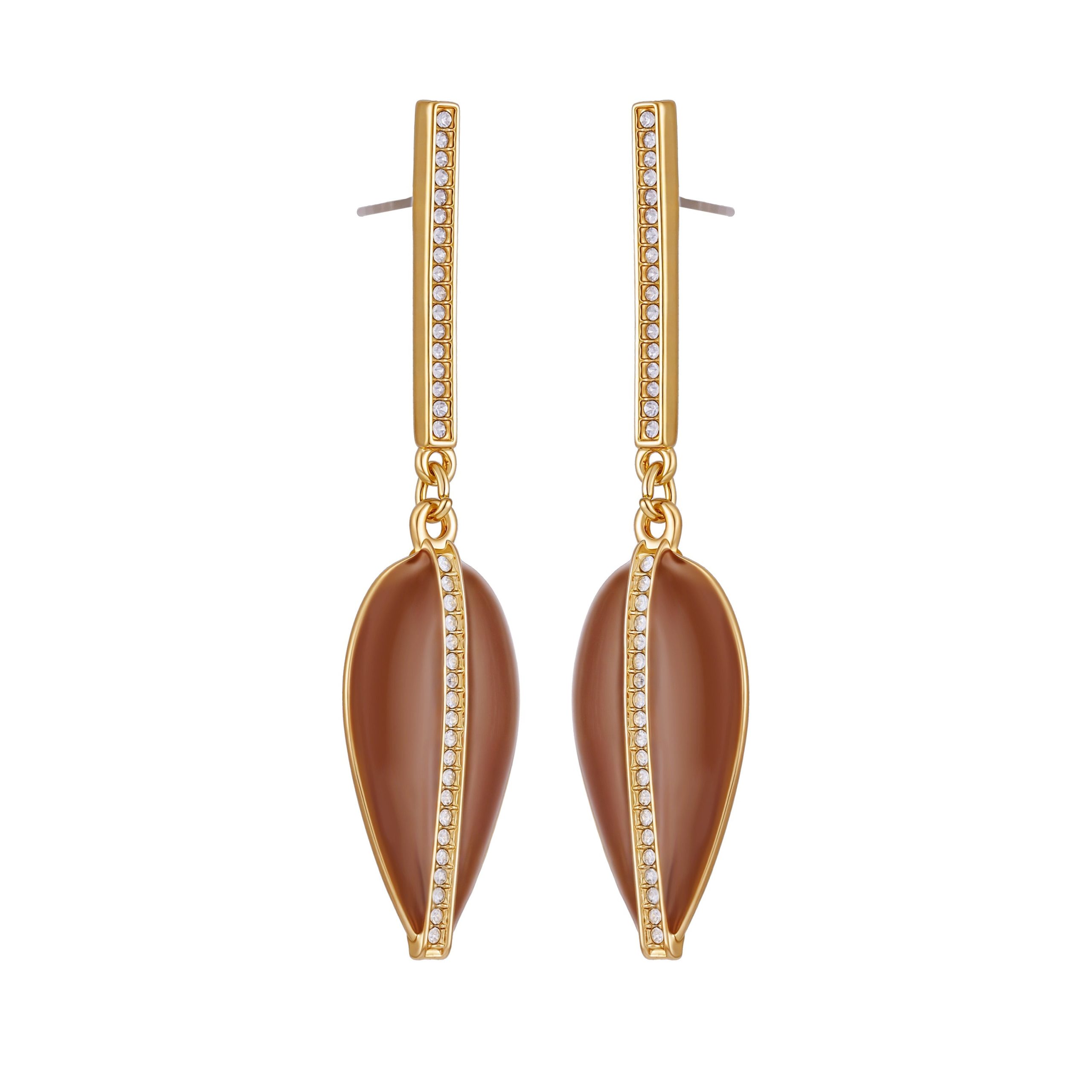 Gold Tone Drop Earrings - Image 2