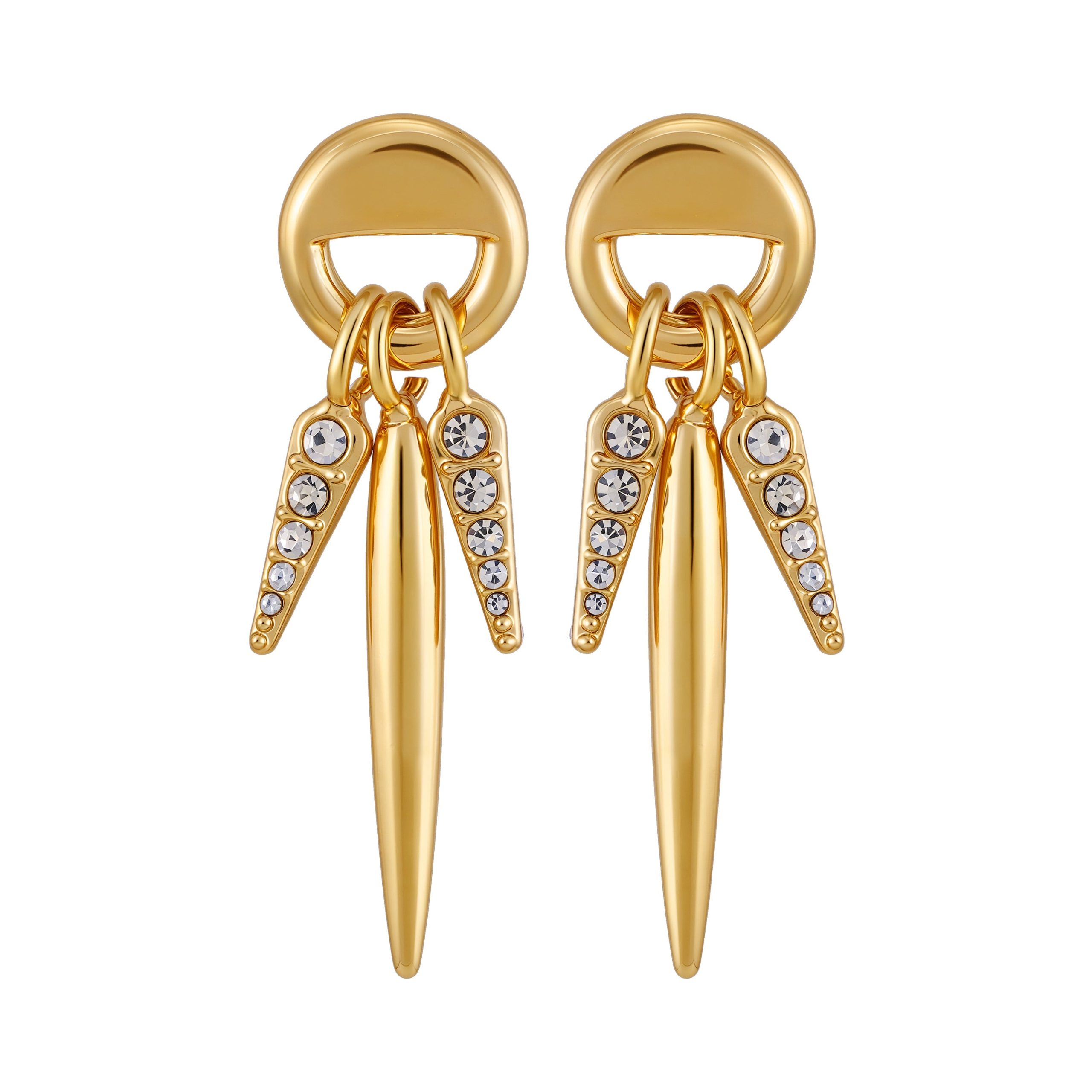Gold Tone Spike Drop Earrings