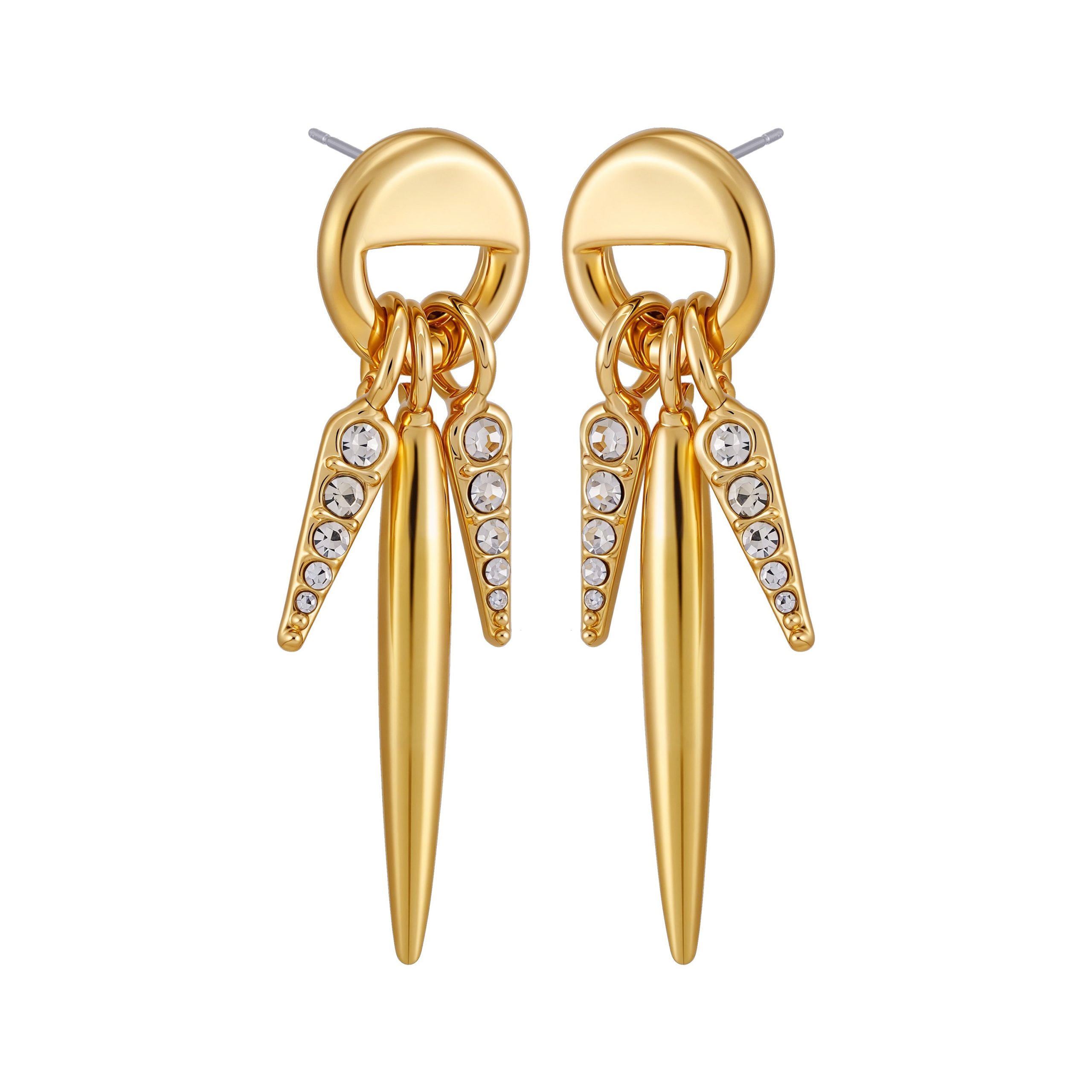 Gold Tone Spike Drop Earrings - Image 2