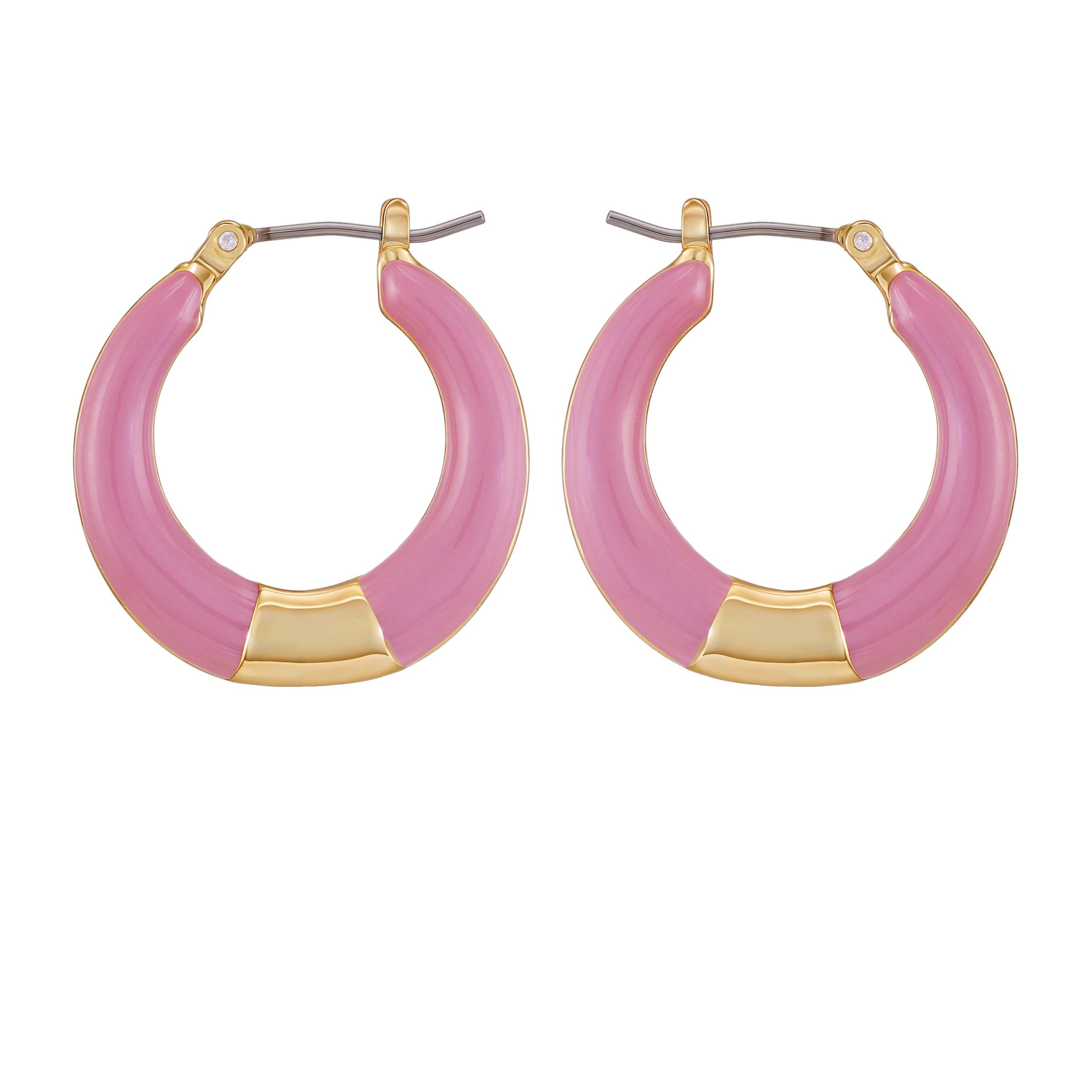 Gold Tone Enamel Hoop Earrings