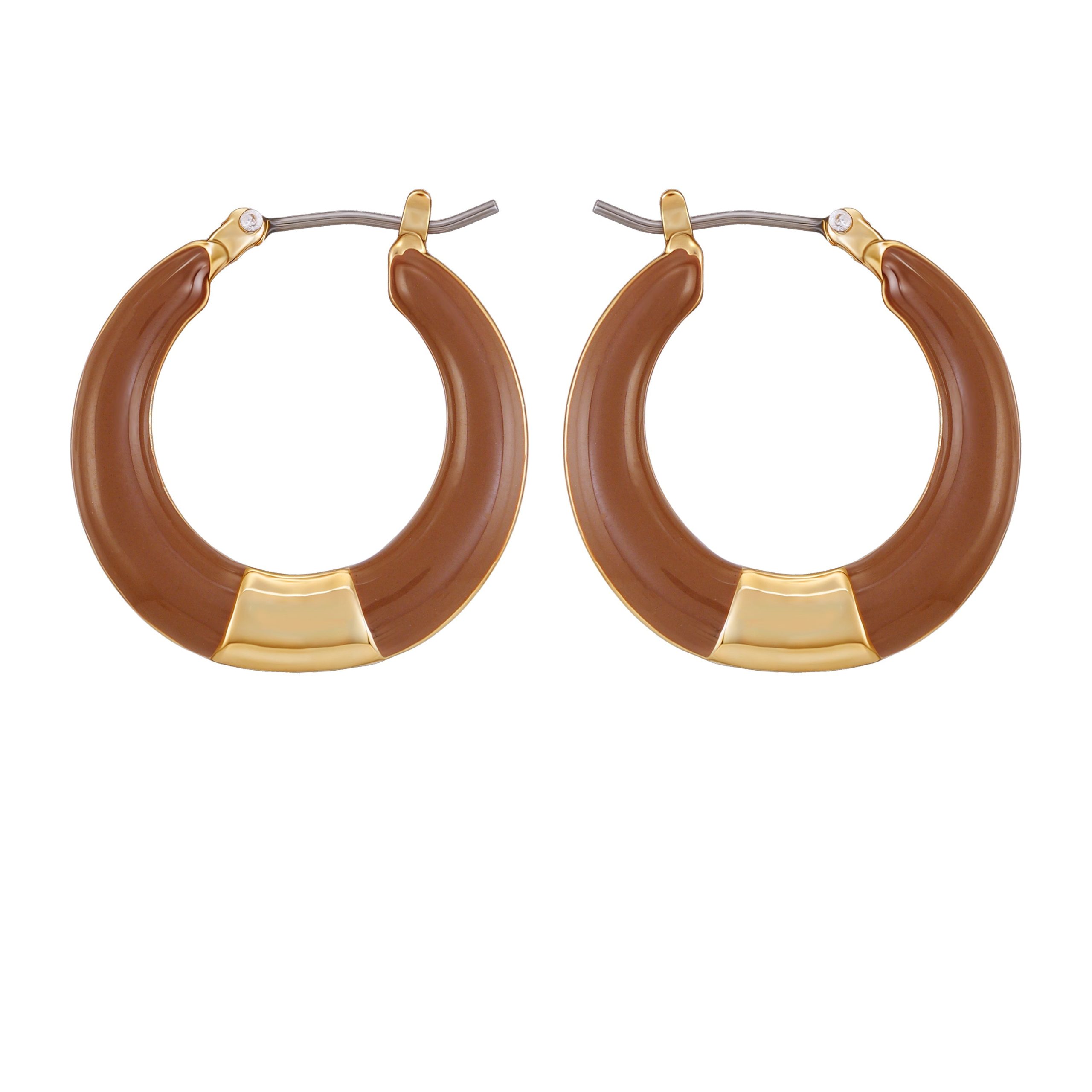 Gold Tone Enamel Hoop Earrings
