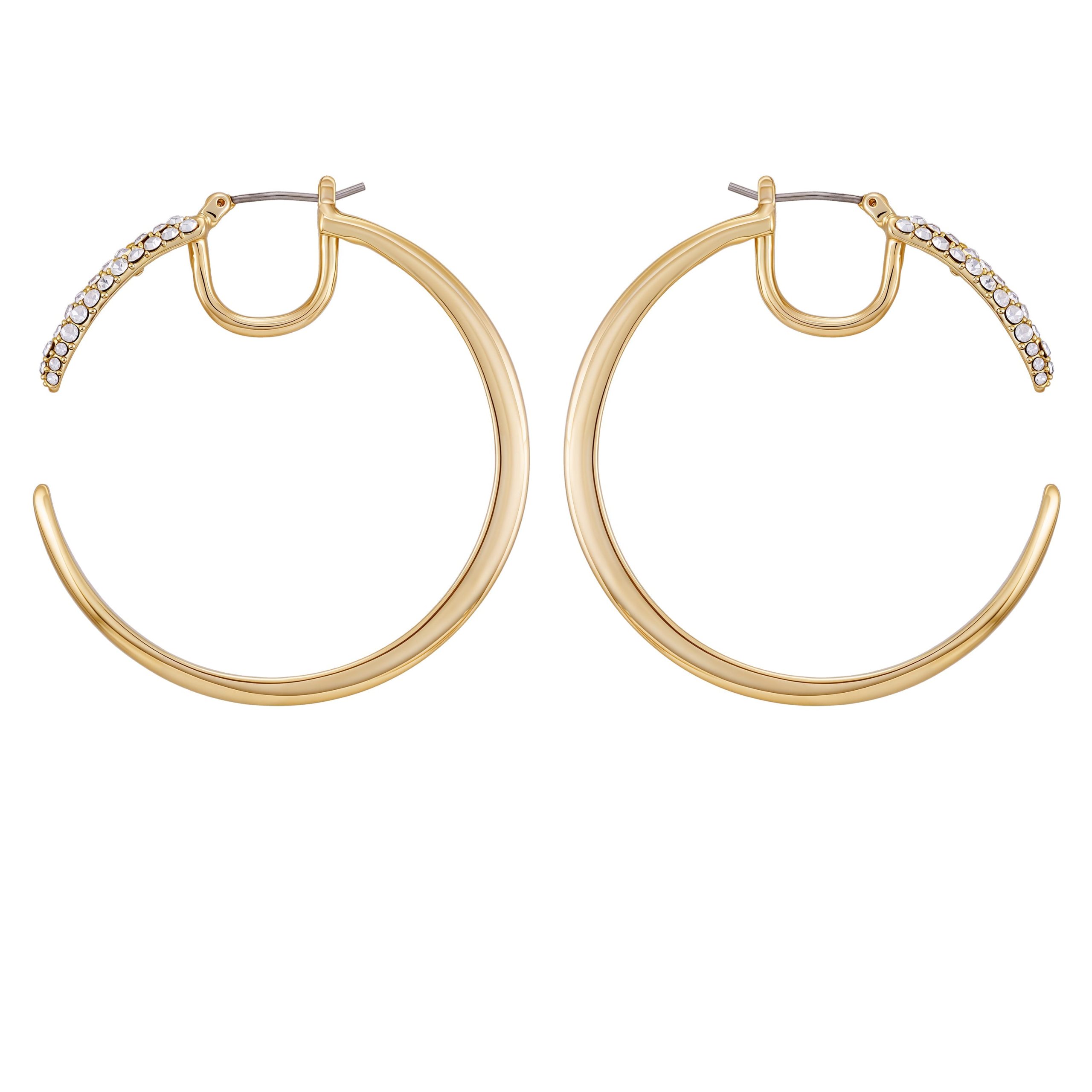 Crystal Pav?? Large Hoop Earrings