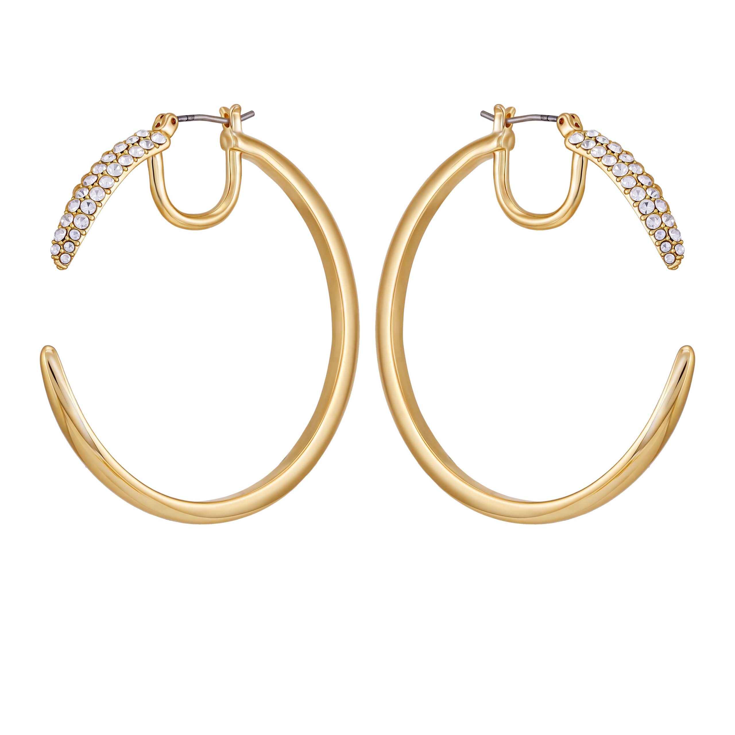 Crystal Pav?? Large Hoop Earrings - Image 2