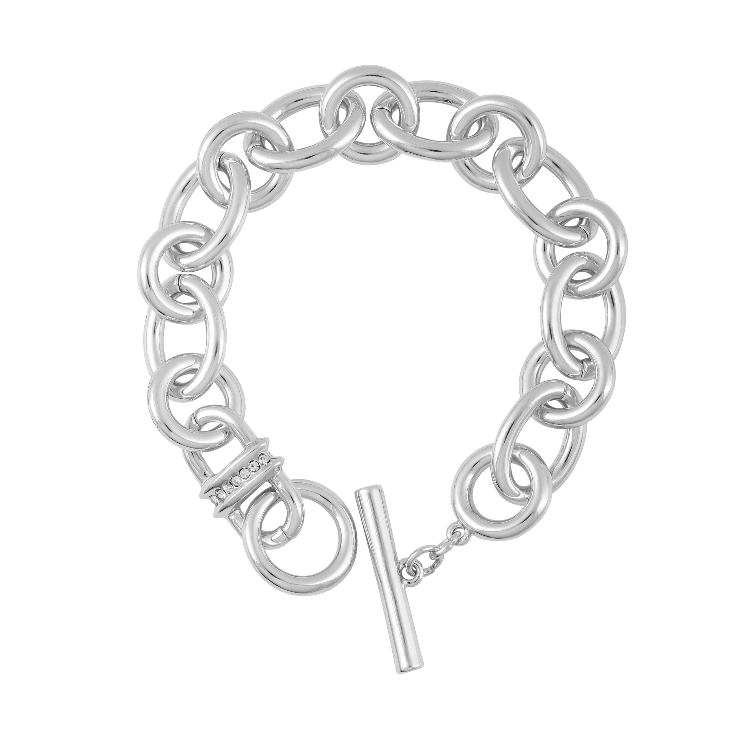 Silvertone Chain Link Toggle Bracelet