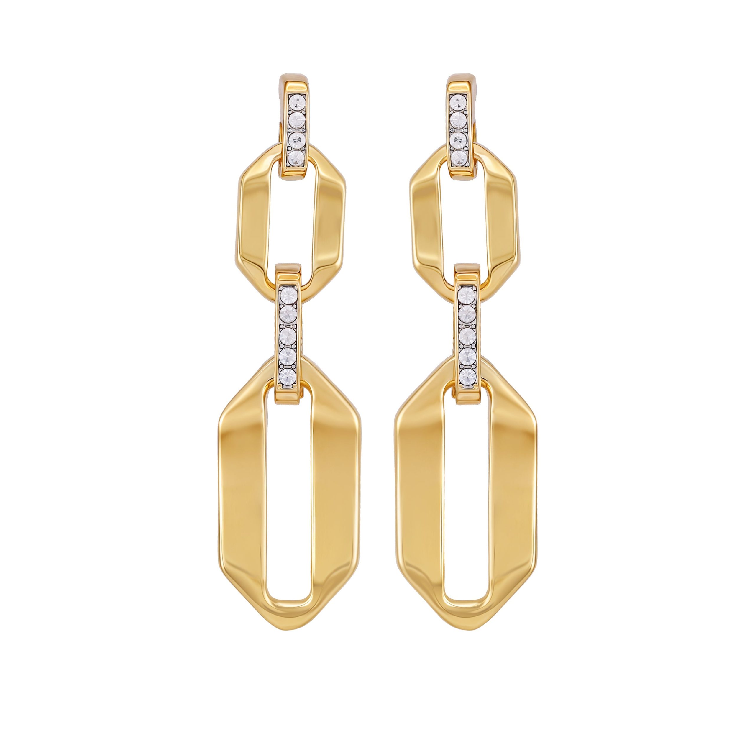 Goldtone And Crystal Link Drop Earrings
